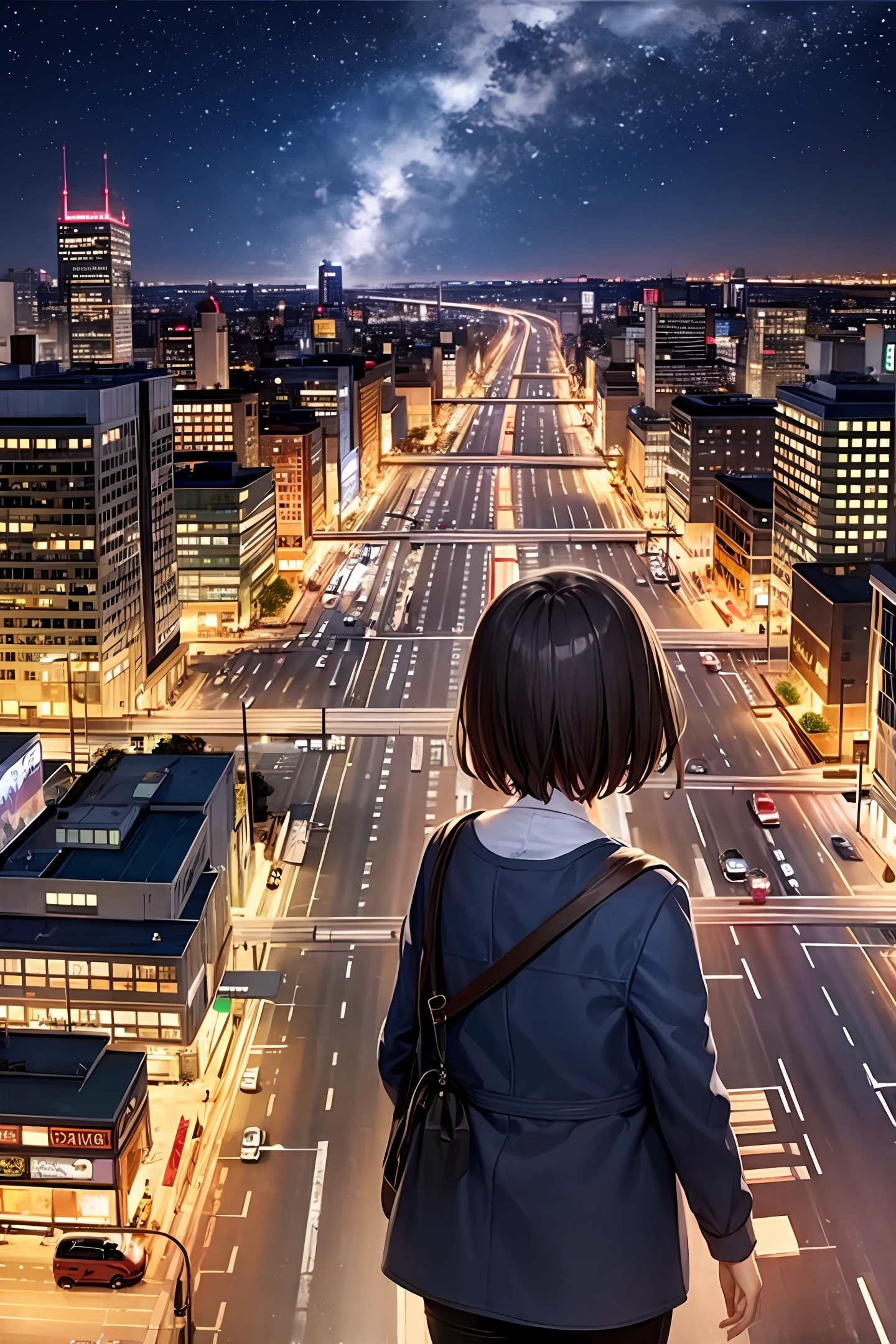 Night falls,The city is lit up,
Bright as a star,Twinkle in the night sky。
Streets,Heavy traffic,
In the hustle and bustle,There was a faint nocturne