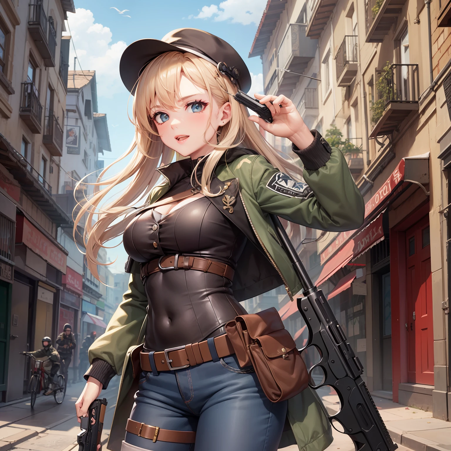 pistola, arma, revolver, con barril de 6 balas