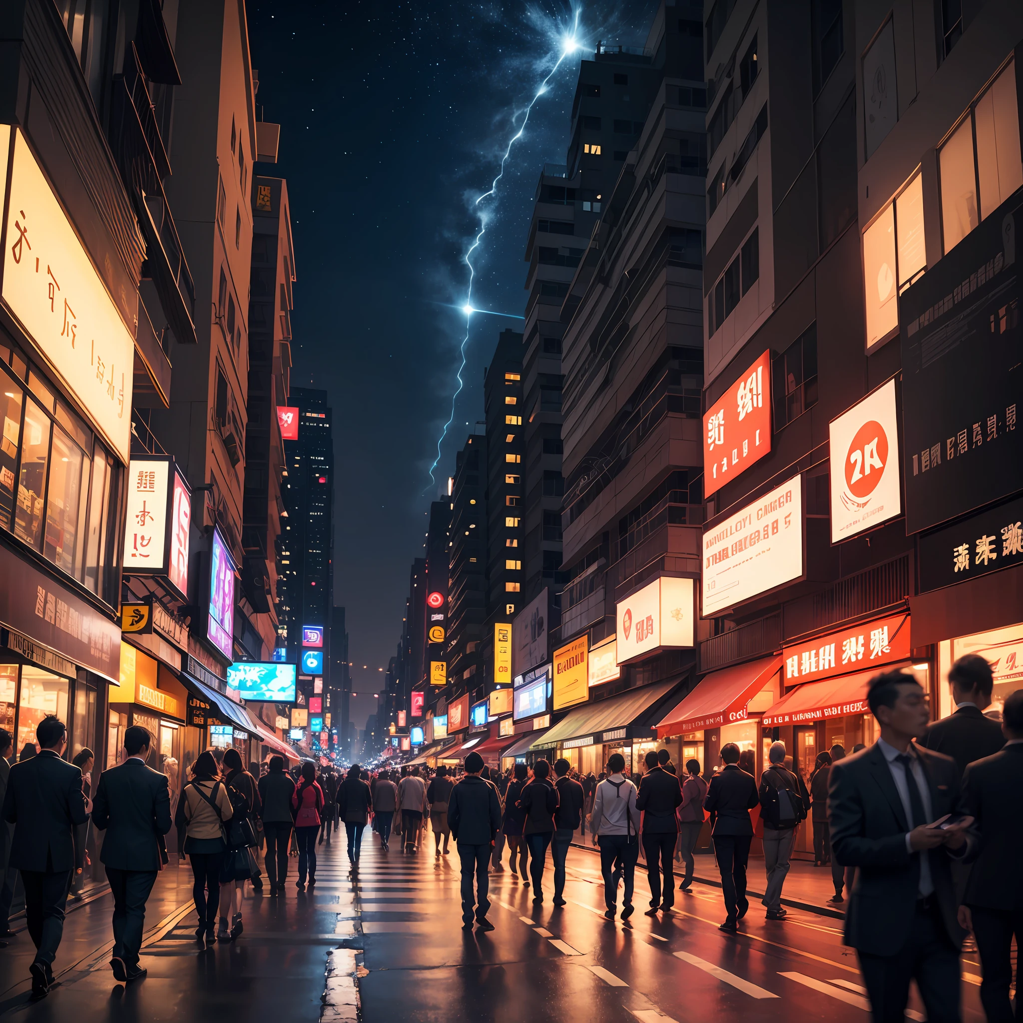 Night falls,The city is lit up,
Bright as a star,Twinkle in the night sky。
Streets,Heavy traffic,
In the hustle and bustle,There was a faint nocturne ,true,8k, --auto