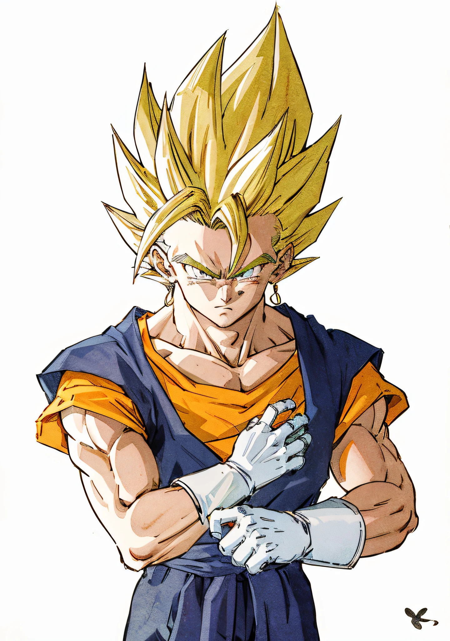 a drawing of a young gohan with a blue shirt and orange shirt, super saiyan, super sayan, super saiyan goku, going super saiyan, goku from dragonball z, gogeta, 《Dragon Ball Z》Goku in , character dragonball, Vegeta, super sayian goku, prince vegeta, 《Dragon Ball》Goku in , portrait of goku