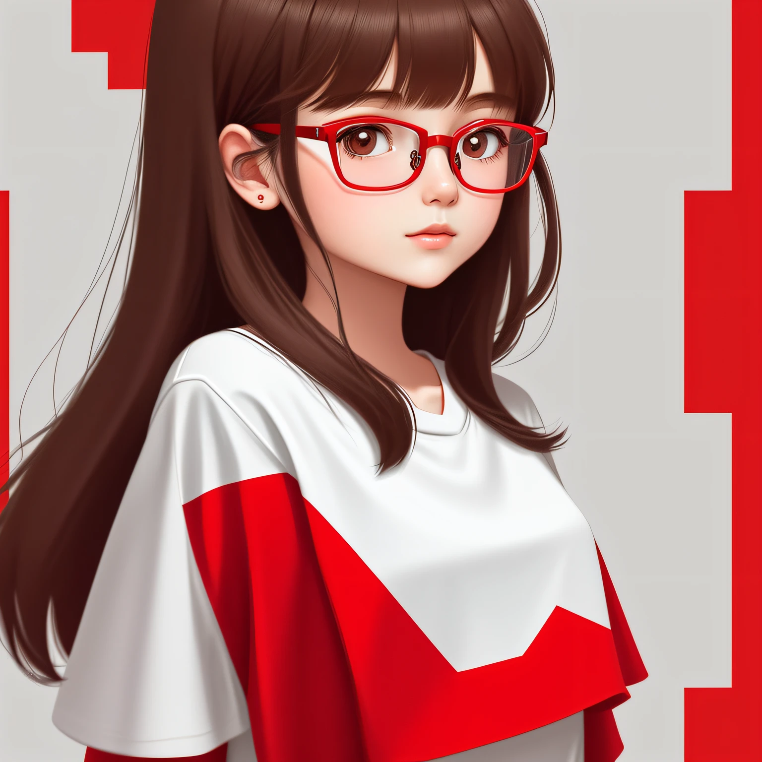 Size 800x800,Anime portrait illustration of girl with glasses,Red hooded clothes --auto