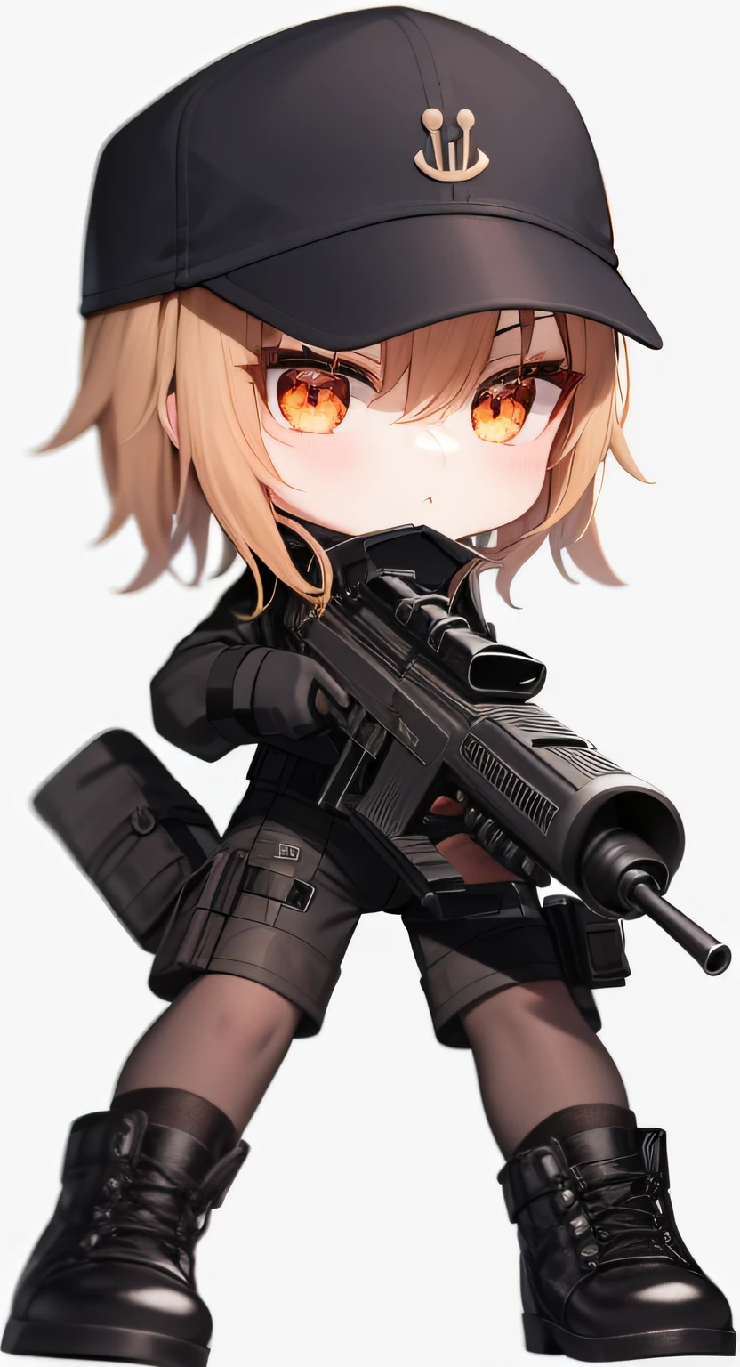 A woman in uniform with a gun and a bag, M4 SOPMOD II Girls Front, Girls Front style, exquisite details. Girl Front, From Girl Front, Ga Moe Yandere Grimdark, Gapmoe Yandere, Girl Frontier CG, With Rifle, Maple Story Gun Girl, Girl Frontier Universe, Yandere Intricate, Female Action Anime Girl, Shooting Stance, White Stockings, High Heeled Boots --auto