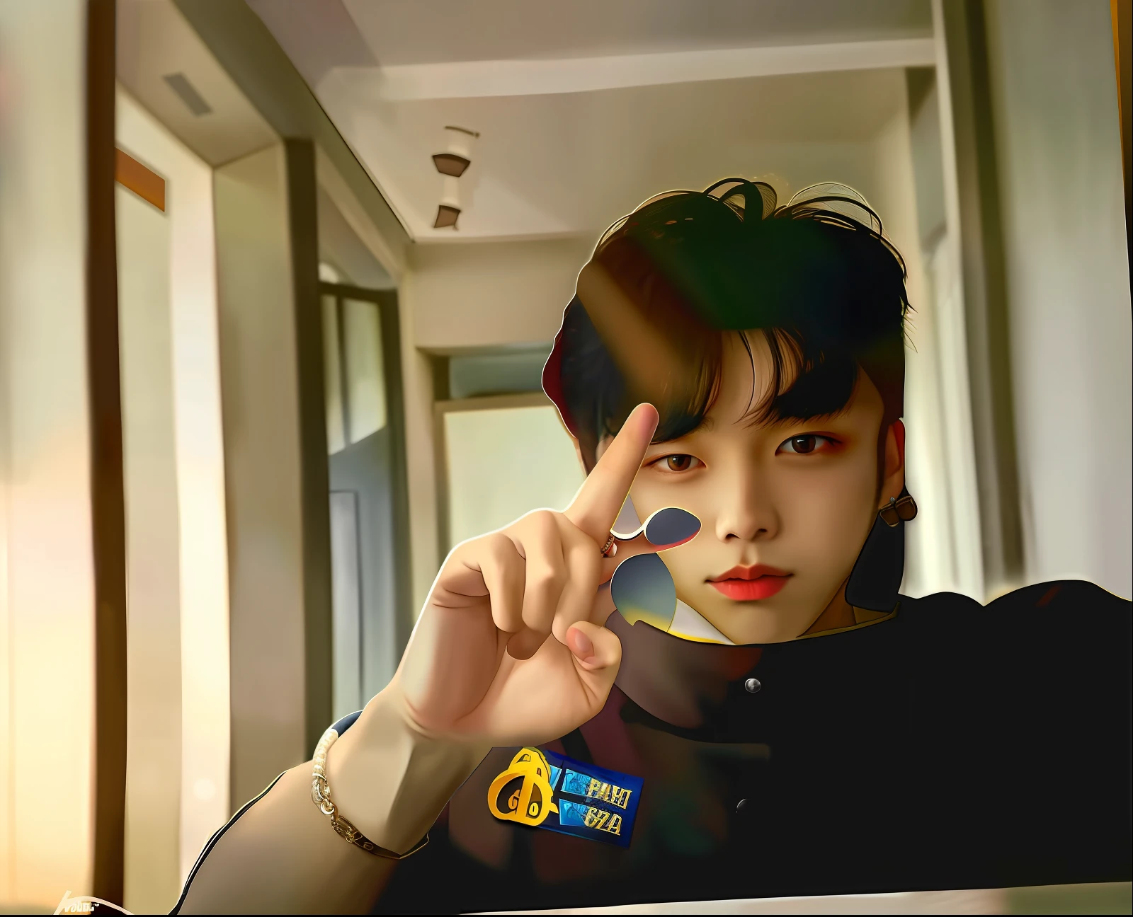 there is a man making a peace sign with his fingers, 8k selfie photograph, 2 , 2 2 years old old, 2 8 yearsars old, very vlity picture, yanjun chengt, 2 4 years old, low quality photo, 2 9 years olchen