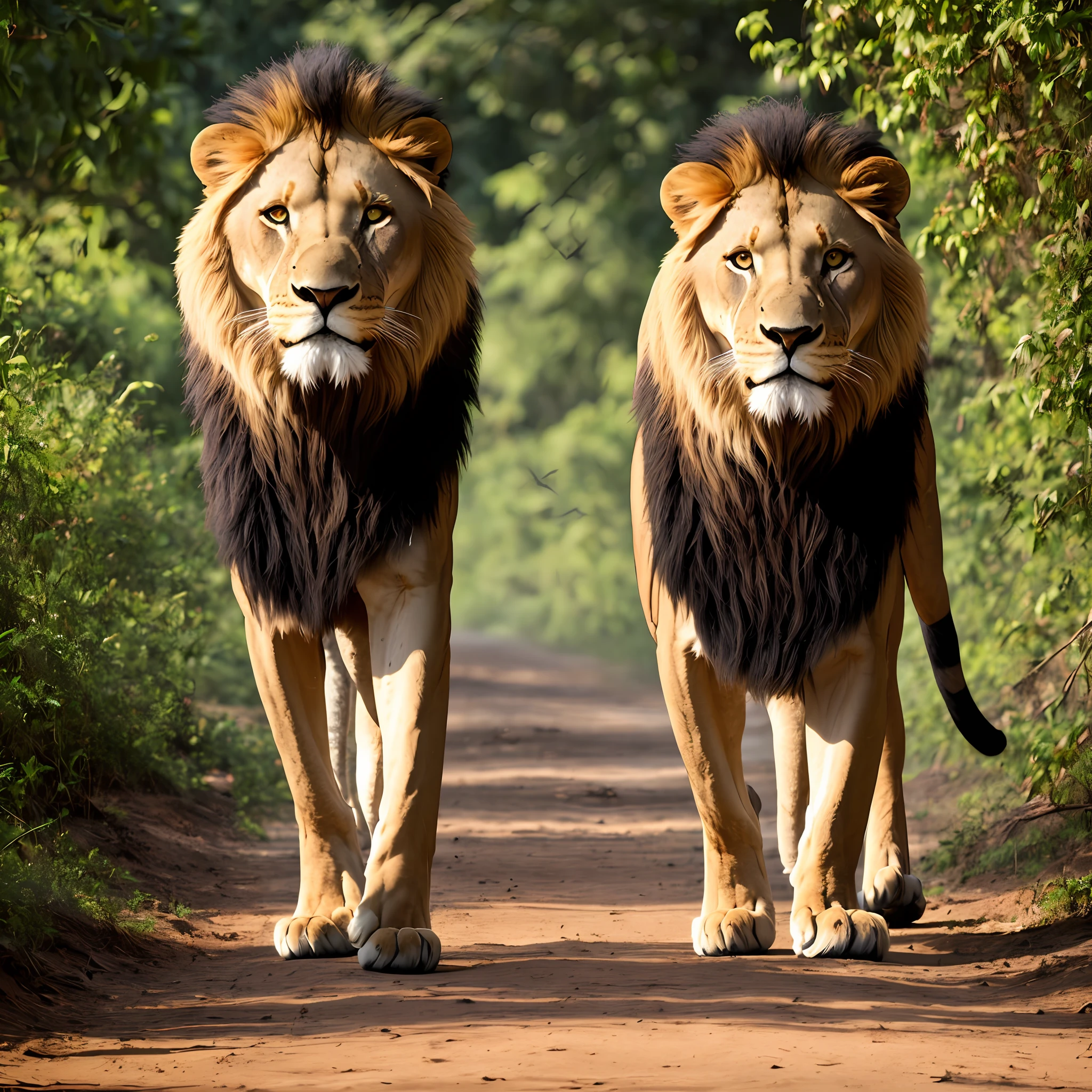 8k,Animal lion ,de frente com olhar sereno,de fundo a natureza. --auto