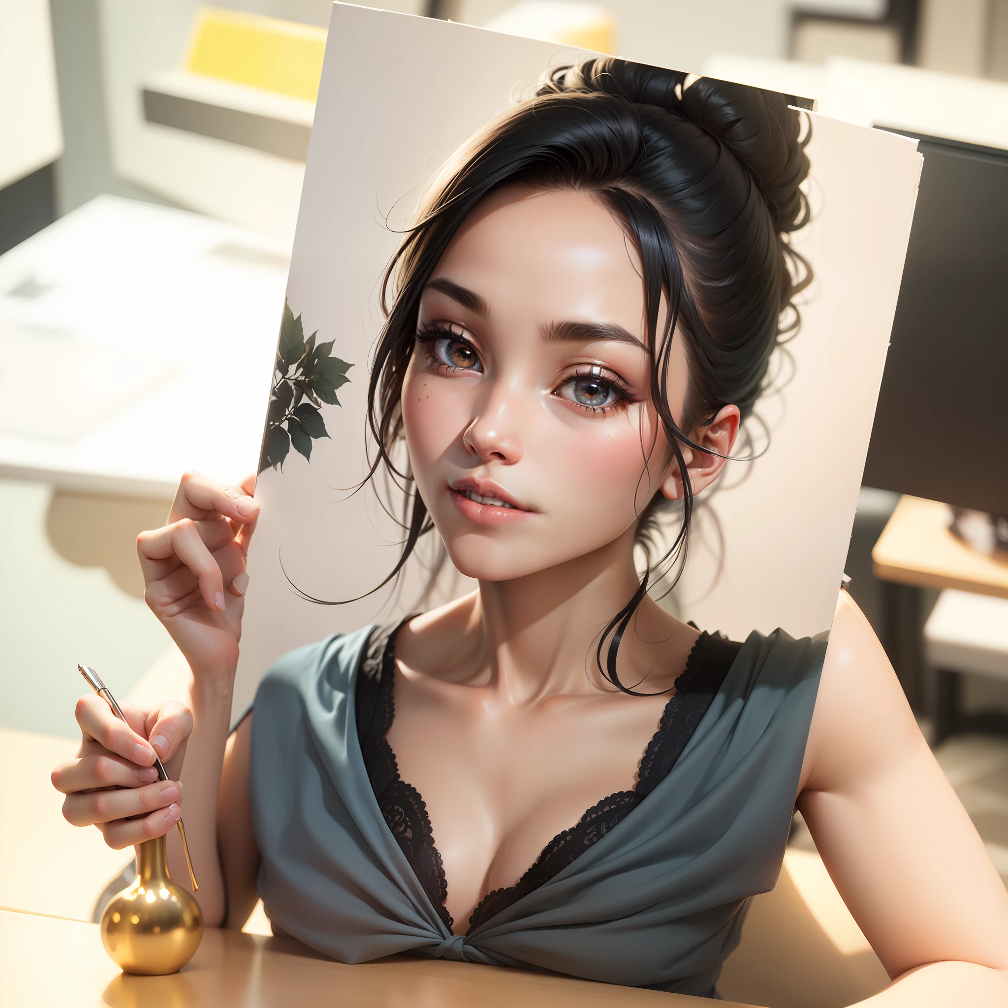 miyeon, raw,(8K, Best quality, Masterpiece:1.2),(Intricate details:1.4),(Photorealistic:1.4),Octane rating rendering, complex 3d render ultra detailed, studio soft light, rim light, Vibrant details, hyper-detailed, Realistic skin texture, Detailed face, Beautiful detailed eyes, Extremely detailed CG unity 8k wallpaper, Sharp focus ,Makeup, Beautiful face,(Full body),(Perfect anatomy),(wide hip:1.3), ultra-fine painting,(black long hair:1.5),a little smile,slightly curly hairstyle,Slim body,White skin