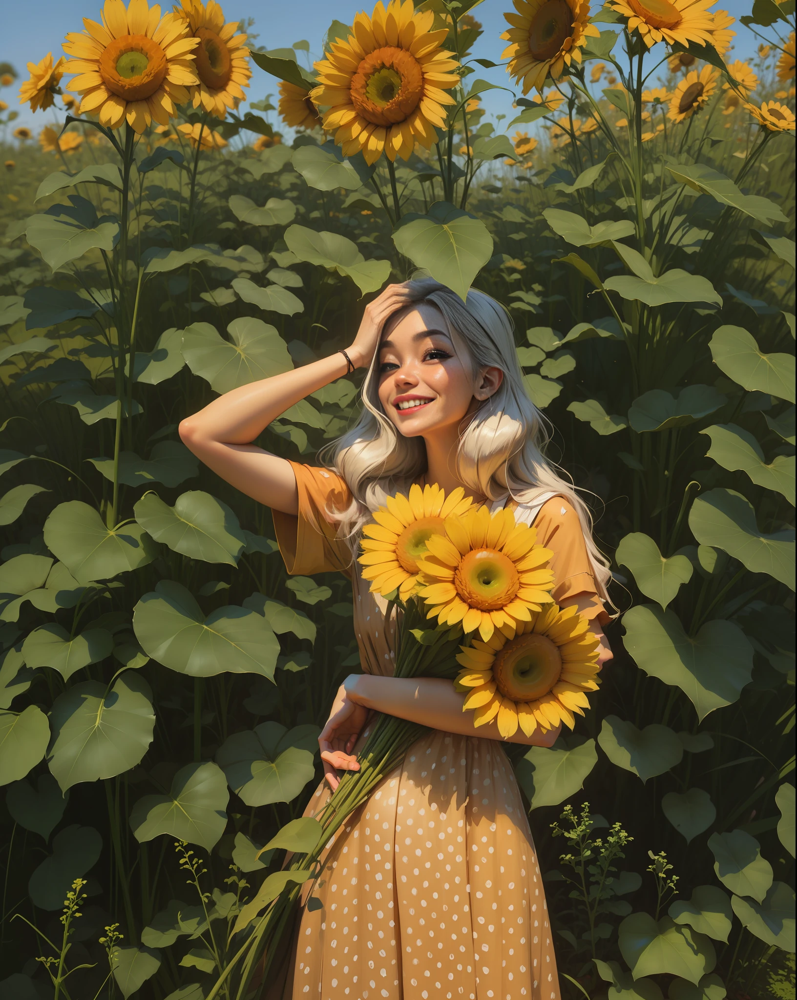 Draw this photo into Sam Does Art style character, keep smiling