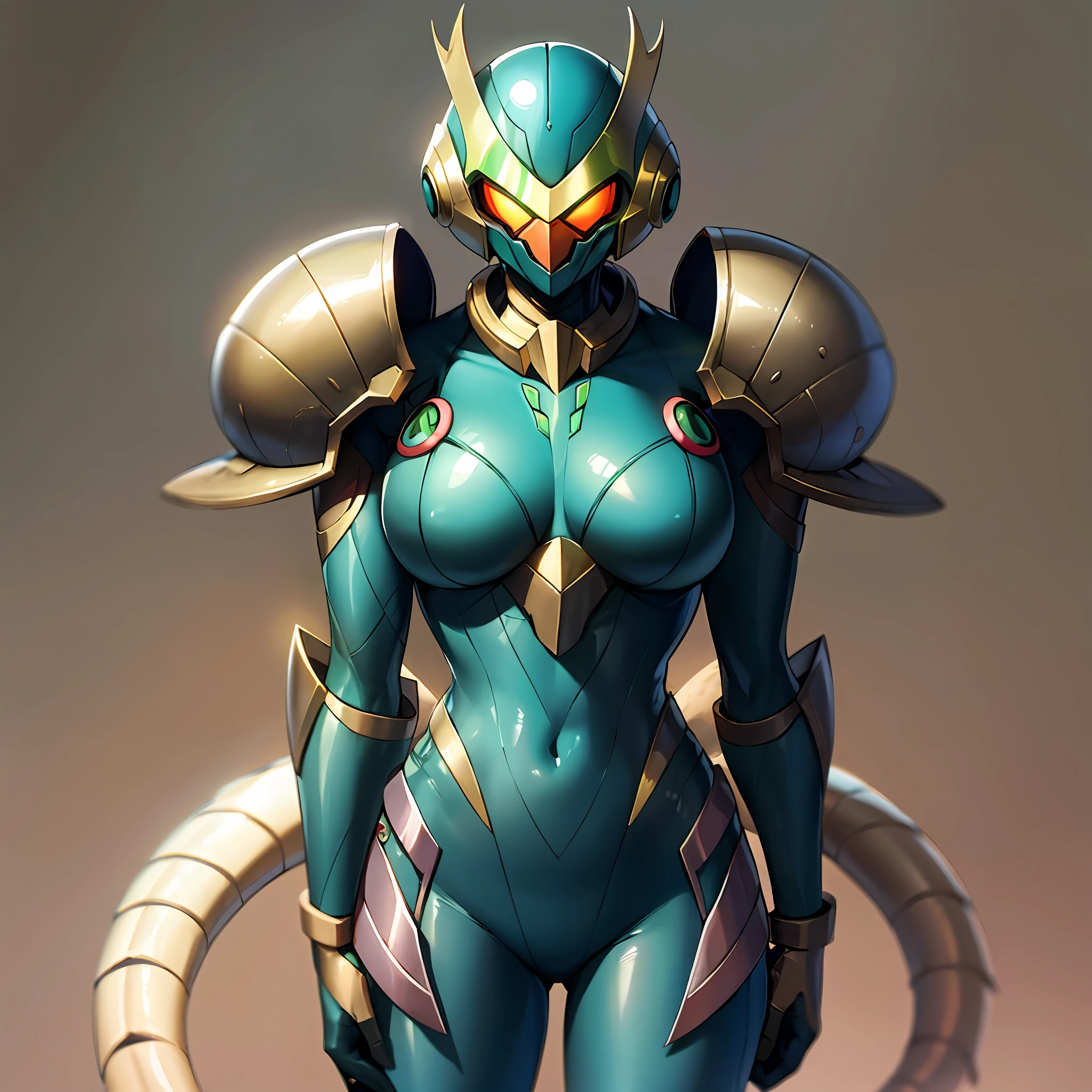 Hot insect shell woman, Guyver style, evil smile, scaraber reploid, bellows tail, cel shade adult animation, alien queen, metroid suit