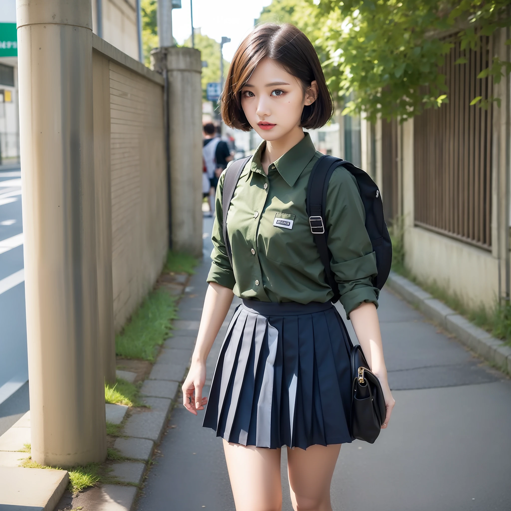 dark black pleated skirt