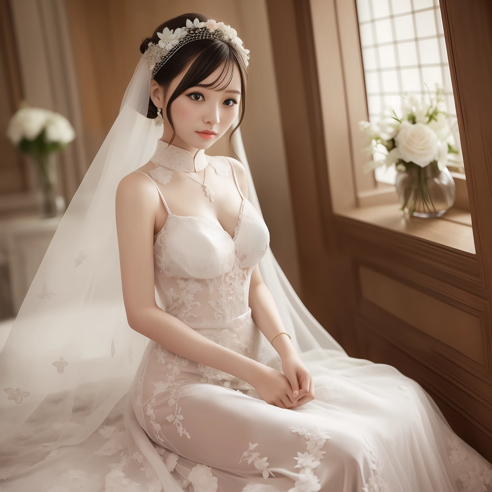masterpiece, best quality, wedding dress:china dress:0.3, girl, angel, female,