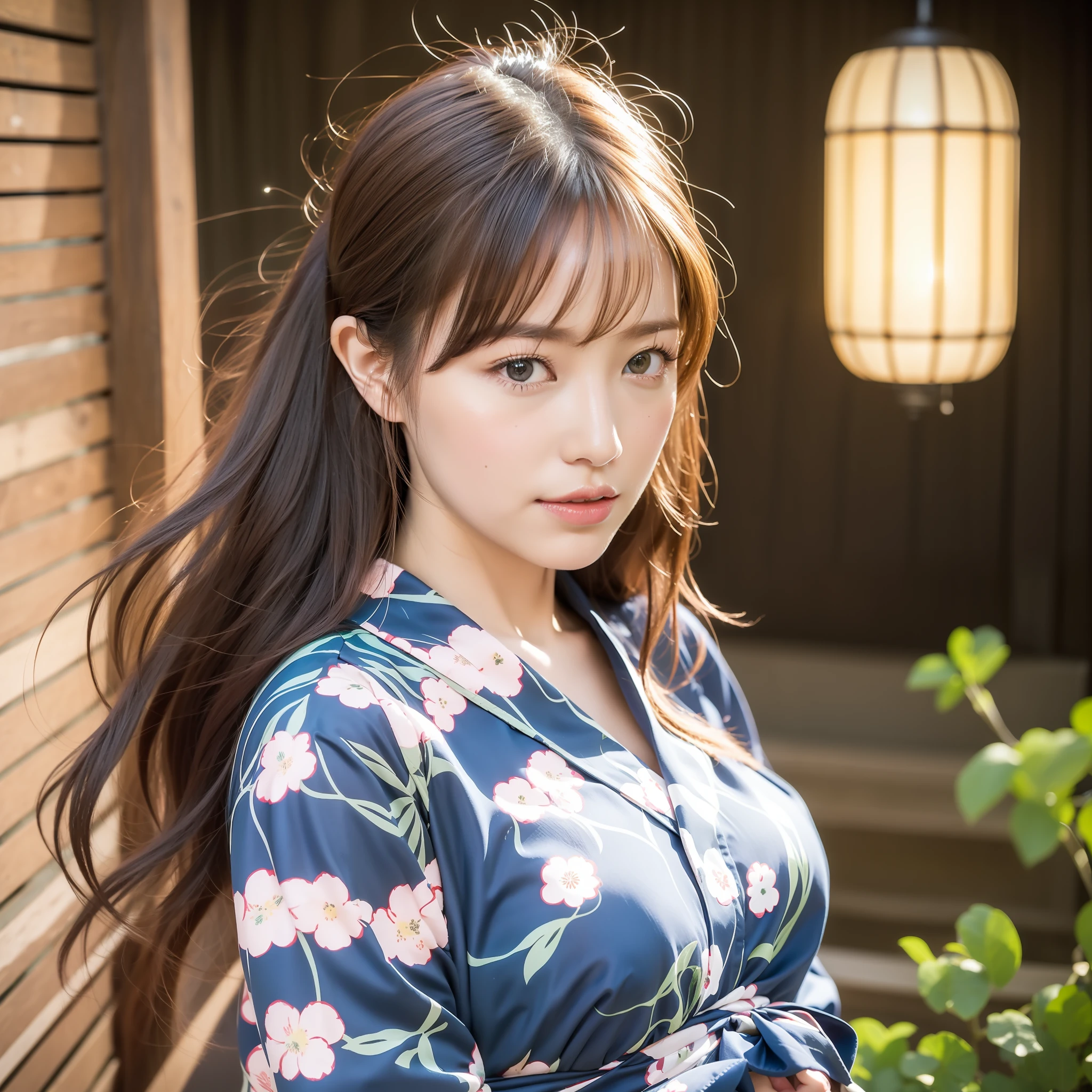 (8k、best-quality、Master Pea:1.2)、(hair、_style)、(real、photo-realistic:1.37)、best-quality、Master Pea、A simple studio room with natural light、[big boobs]、[large-breasted]、Two models with different atmospheres、Position one of the two in a well-balanced perspective、1 photo、High Balance、From the waist up、Camera angle with background facing up、Hands holding hair to ears、Hair styling and summer yukata style to match the trend of 2023、Three years for two Japan、real、real、Super Detail、Beautiful facial features、30 generations、Actress、Half-Japanese and Russian models、Elaborate CG、Slender、charming、熟女、Long model and bob model for 3 years Japan、Hair fluttering in the wind、Delicate skin type、Hair with fine details and softness、The model's hair color is slightly lighter and softer、Gloss makeup、Yukata has a cute impression with gentle colors