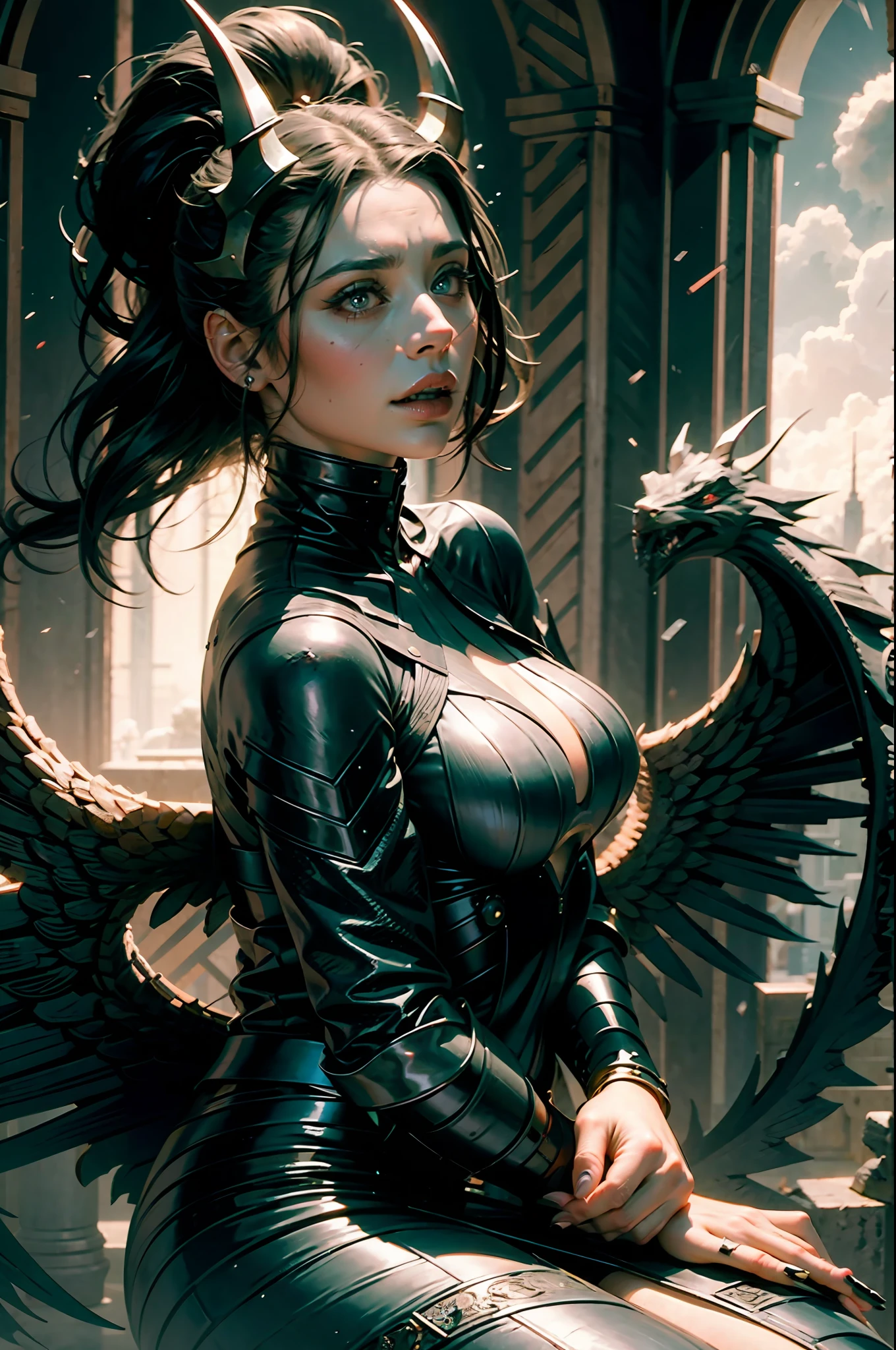 Goddess Hela on her throne in hell, hela the goddess, hell, burning hell, the underworld