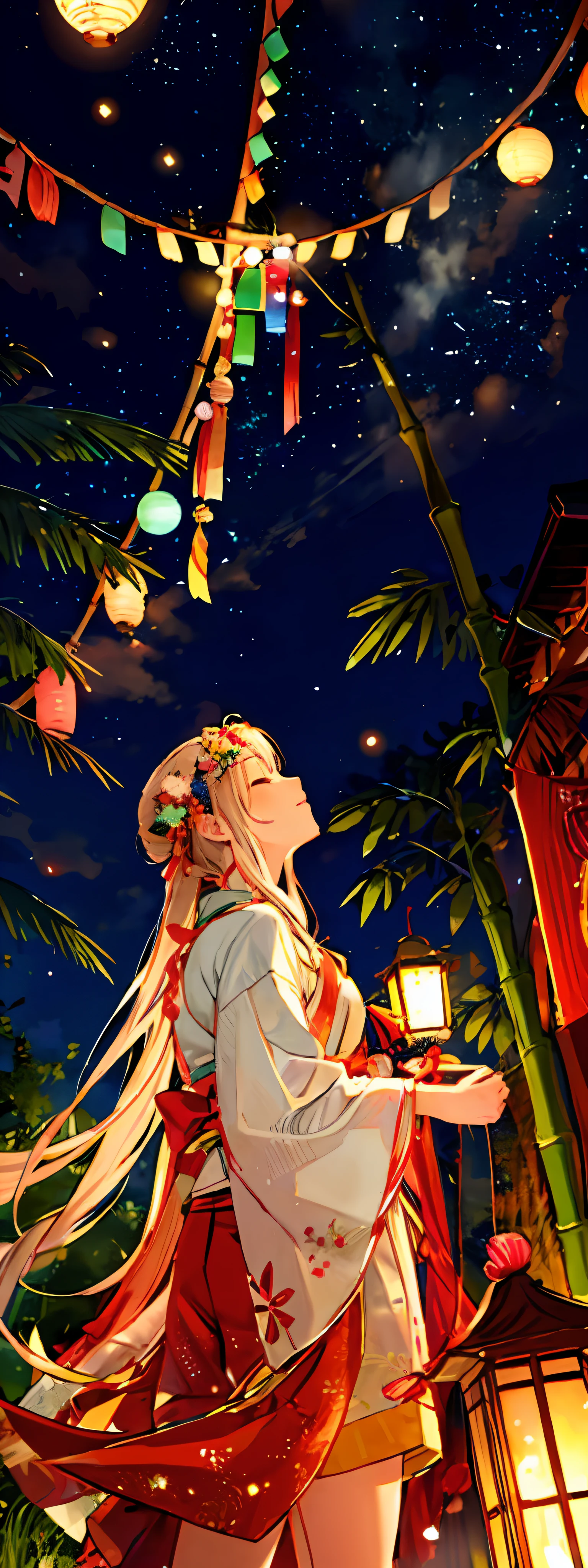Tanabata decoration、Strip、Colorful、Tanabata Festival、bamboo grass、Tanabata bamboo ornament、