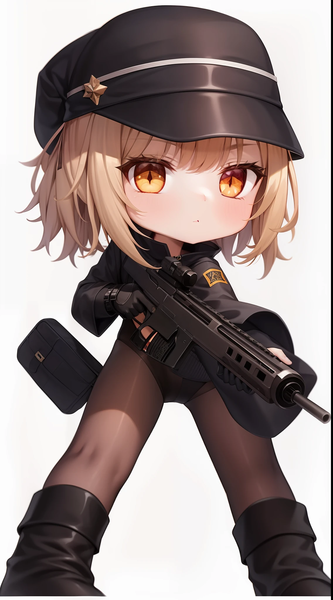 A woman in uniform with a gun and a bag, M4 SOPMOD II Girls Front, Girls Front style, exquisite details. Girl Front, From Girl Front, Ga Moe Yandere Grimdark, Gapmoe Yandere, Girl Frontier CG, With Rifle, Maple Story Gun Girl, Girl Frontier Universe, Yandere Intricate, Female Action Anime Girl, Shooting Stance, White Stockings, High Heeled Boots --auto