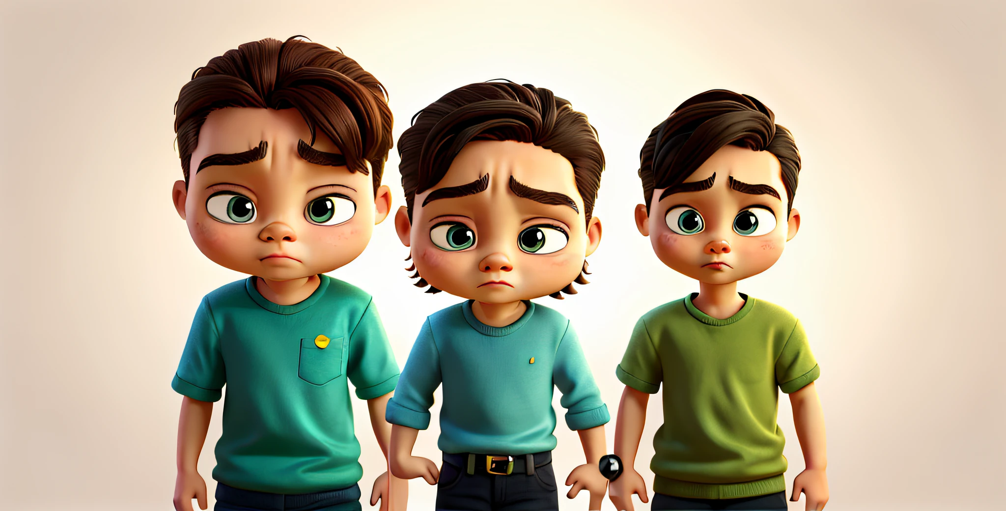 three cartoon babies are standing next to each other, in cartoon style, children's cartoon, cartoon illustration, serious faces, cartoon style illustration, photo illustration, big heads, serious expressions, clones, 3 heads, cartoon image, cartoon style, family guy style, looking threatening, highly disturbing, with fully detailed faces, frowning expression, children illustration, gang, serious expression