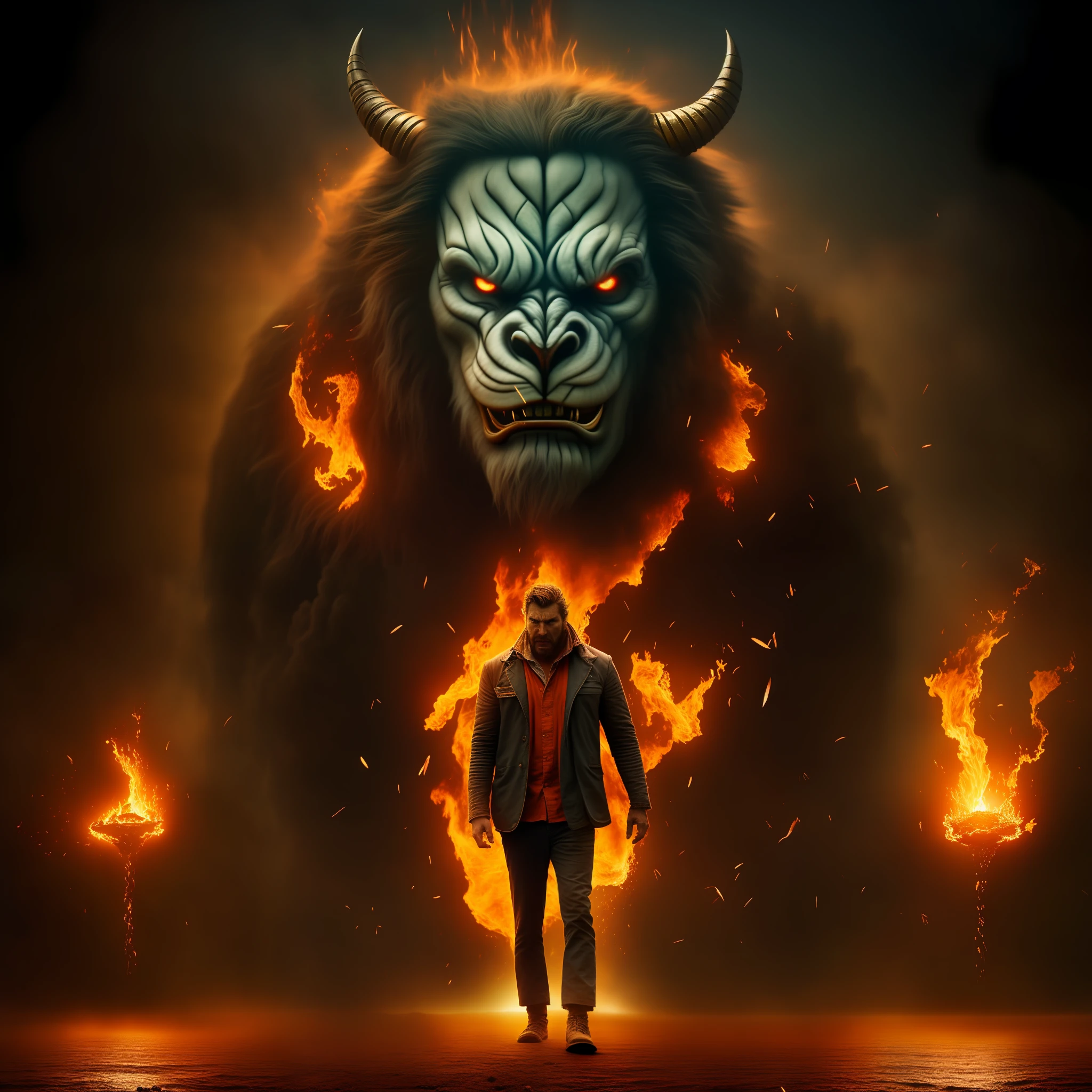 Woe to you, oh land and sea!
Because the devil sends the beast in anger
Because he knows that time is short
Let the one who has understanding calculate the number of the beast
because it is a human number
The number of him is six hundred and sixty-six, hyper-realistic, detailed, masterpiece, cinematic lighting