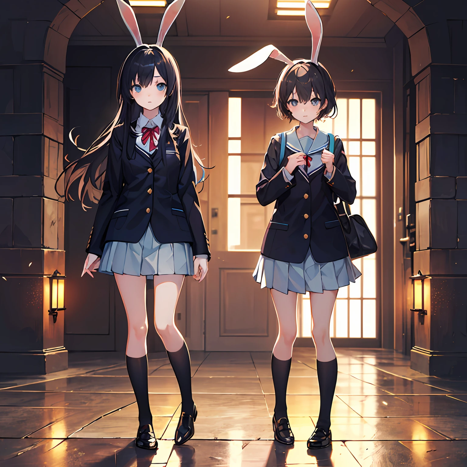 (delicate illustration), Ultra-high resolution, delicate illustration,
,(cute girl)(),( Rabbit ears),( Wet clothes)
break(Depth-of-field:1.3)(School Uniforms mini Skirt)((Full body))
((masterpiece)), ((Best Quality)), (ultra- detailed), ,anime style
BREAK,Anime style,( beautiful black straight hair), (Beautiful light blue eyes)
(specular reflection) after the rain