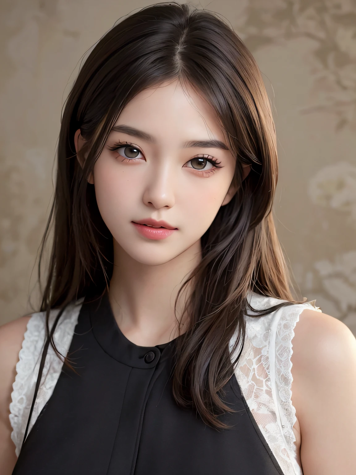 masterpiece, best picture quality, high quality, beautiful girl, Japanese, Japanese school girl, popular Korean makeup, detailed, swollen eyes, detailed eyes, detailed skin, beautiful skin, ultra high resolution, (reality: 1.4), very beautiful, slightly younger face, beautiful skin, slender, (ultra realistic), (illustration), (high resolution), (8K), (highly detailed), (best illustration), (beautifully detailed eyes), (super detailed), (wallpaper), (detailed face), looking at viewer, fine details, detailed face, pureerosfaceace_v1, smiling, looking straight ahead, looking straight ahead, angle from waist up, realistic photo, bright lighting, professional lighting, blonde, long hair, dark abandoned, big red moon, gorgeous red and black dress, mature woman,キスショット・アセロラオリオン・ハートアンダーブレード