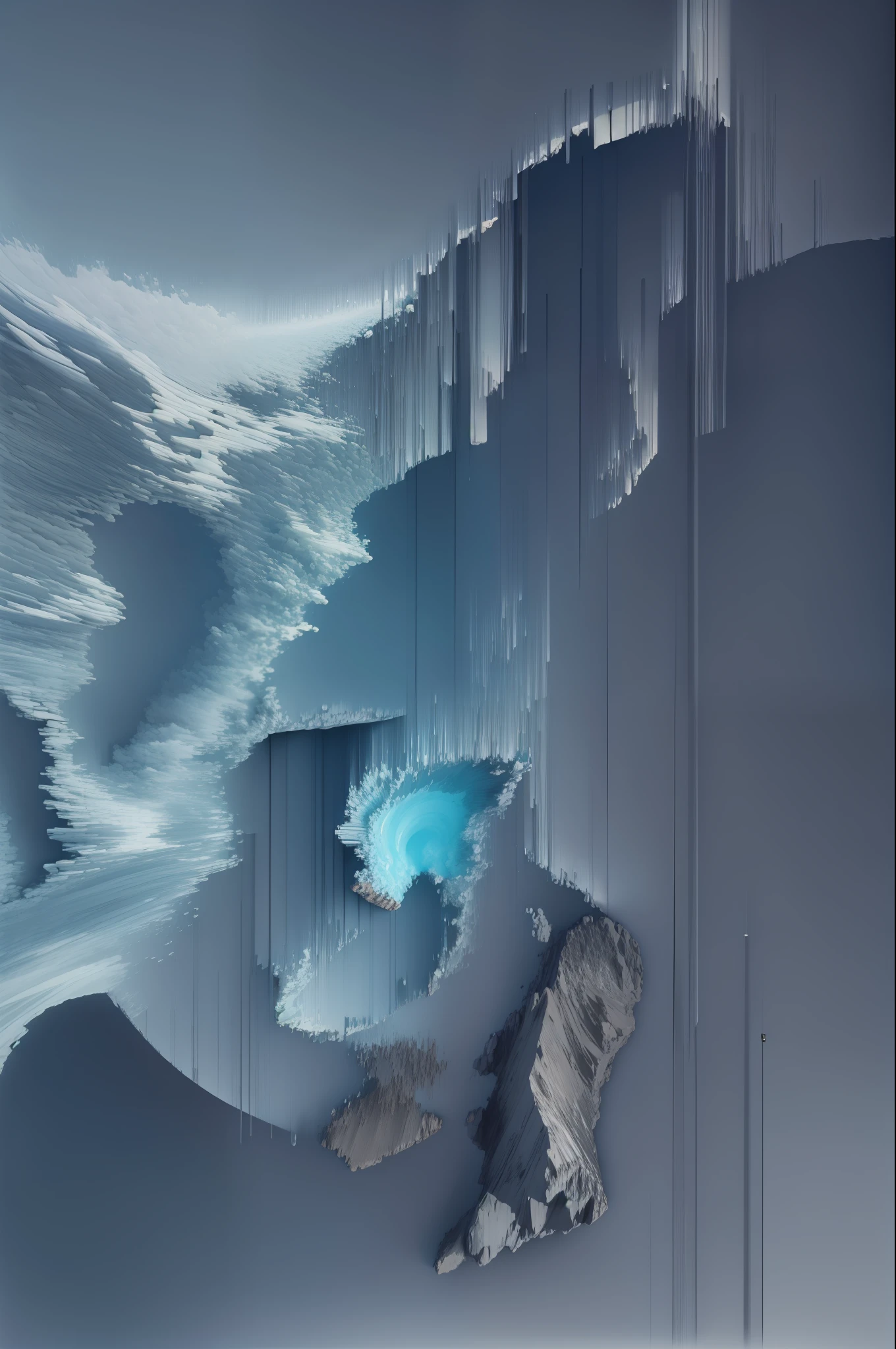 Pixel sorting, Masterpieces, CCTV building, Gray-blue atmosphere