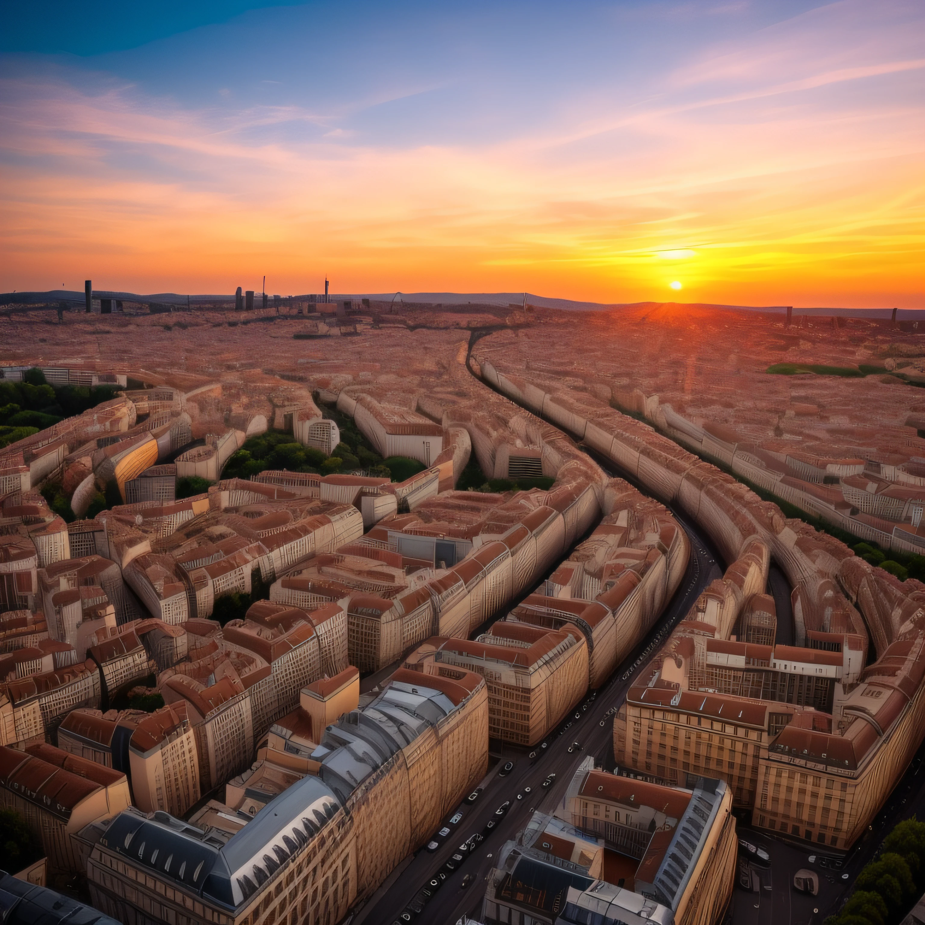 city of Lyon with sunset --auto