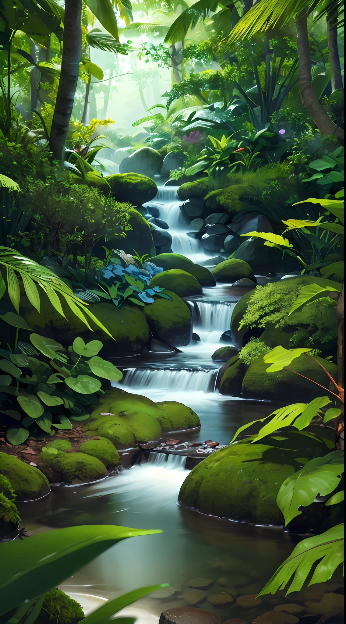 Masterpiece, highest quality, (highly detailed CG Unity 8K wallpaper), (highest quality), (best illustration), (best shadow), forest theme incorporating elements of nature. Surrounded by tall trees, quiet streams, glowing little mushrooms, delicate leaves and branches, glowing particle effect with fireflies, (natural elements), (jungle theme), (leaves), (branches), (fireflies), butterflies, (delicate leaves), (glow), (particle effects), isometric 3D, octane rendering, ray tracing, ultra detail