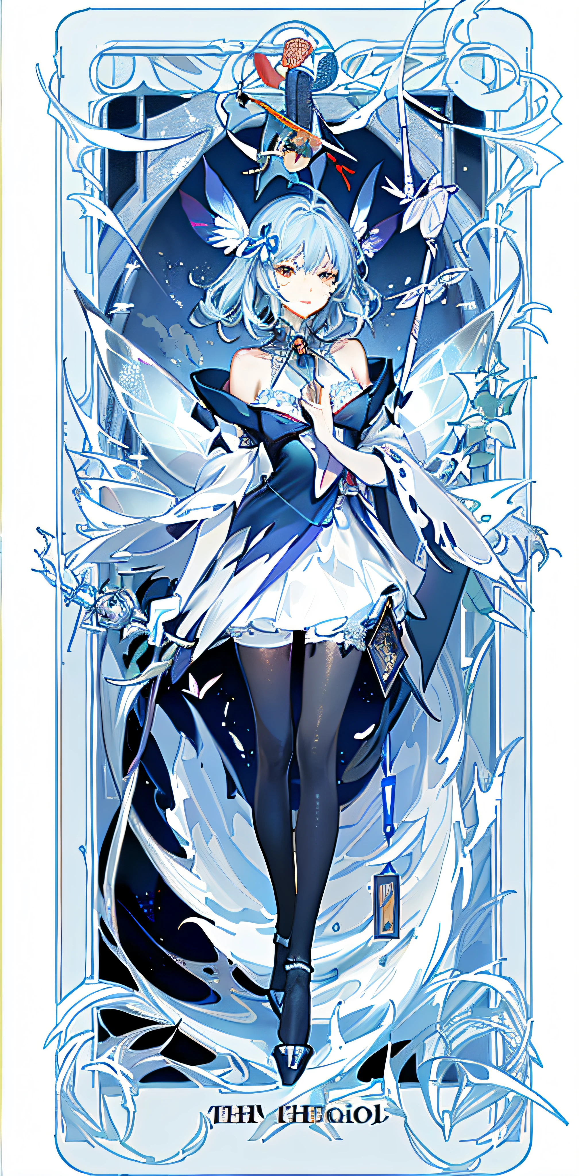 (Golden Ratio: 1.2), (Rose Graffiti: 1.2), (Glitch Color: 1.3), [(White Background: 1.4)::10], (Whole Body: 1.2), (Super Fine: 1.3), (Tarot :1.6),(Magician (Tarot):1.6),(Paper:1.2),(Fairy:1.6),(Fairy Wings:1.2),Full Body, Hanging,(Cool:1.2),(Red Long Hair ),(butterfly hair accessory),(flower hair accessory: 1.0),((sandals,Locket)),(colored cocktail dress: 1.0)+(loose-sleeve jacket: 1.3)+(fluttering colorful tassels and ribbons :1.2 ),(white stockings: 1.2),(colored ink paper flowers: 1.2),(colorful flower sea: 1.3),(chaotic geometry: 1.3),(negative space: 0.8),(drawing board: 1.3 ), (Ether Color ink flow: 1.3)