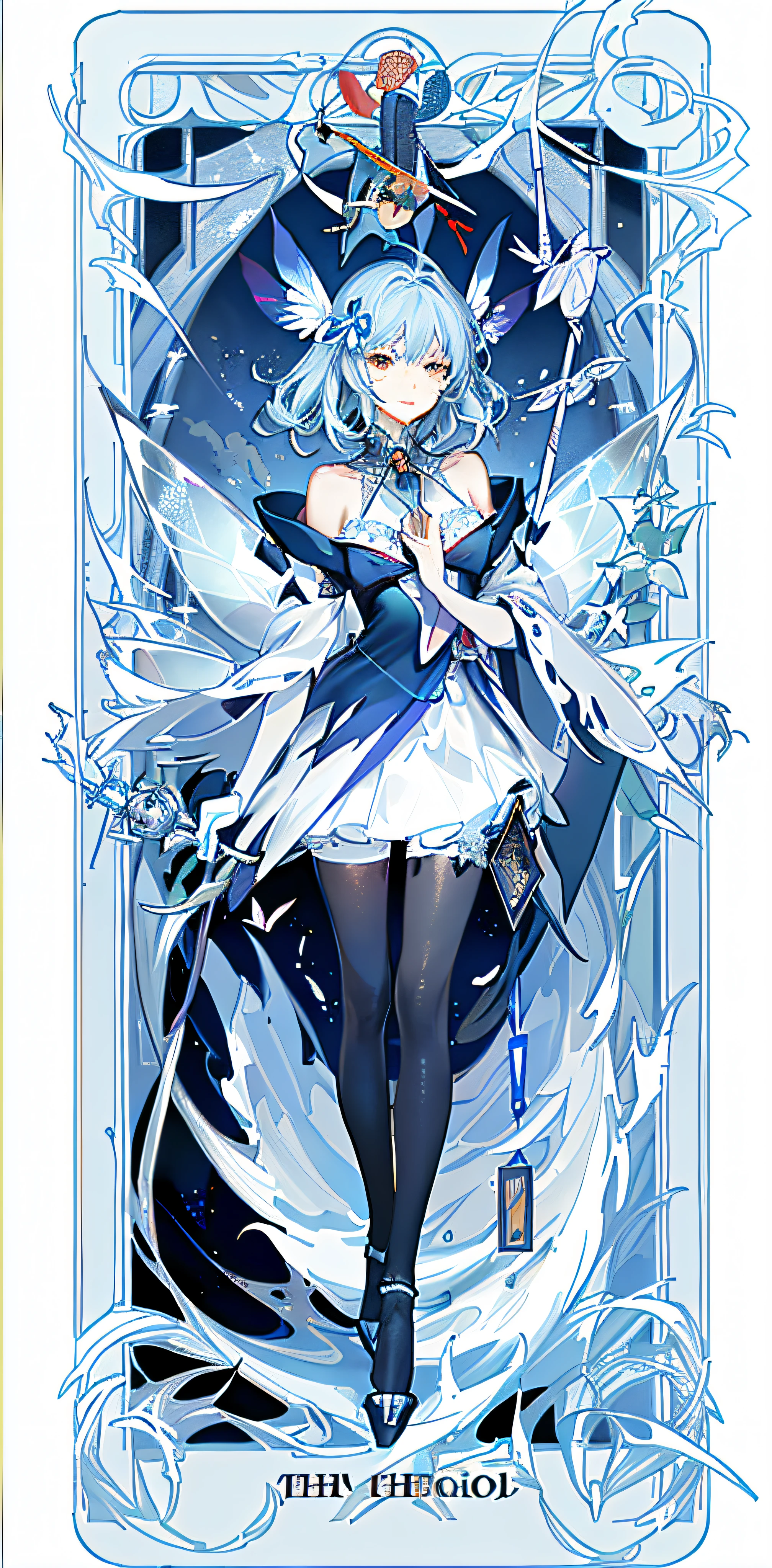 (Golden Ratio: 1.2), (Rose Graffiti: 1.2), (Glitch Color: 1.3), [(White Background: 1.4)::10], (Whole Body: 1.2), (Super Fine: 1.3), (Tarot :1.6),(Magician (Tarot):1.6),(Paper:1.2),(Fairy:1.6),(Fairy Wings:1.2),Full Body, Hanging,(Cool:1.2),(Red Long Hair ),(butterfly hair accessory),(flower hair accessory: 1.0),((sandals,Locket)),(colored cocktail dress: 1.0)+(loose-sleeve jacket: 1.3)+(fluttering colorful tassels and ribbons :1.2 ),(white stockings: 1.2),(colored ink paper flowers: 1.2),(colorful flower sea: 1.3),(chaotic geometry: 1.3),(negative space: 0.8),(drawing board: 1.3 ), (Ether Color ink flow: 1.3)