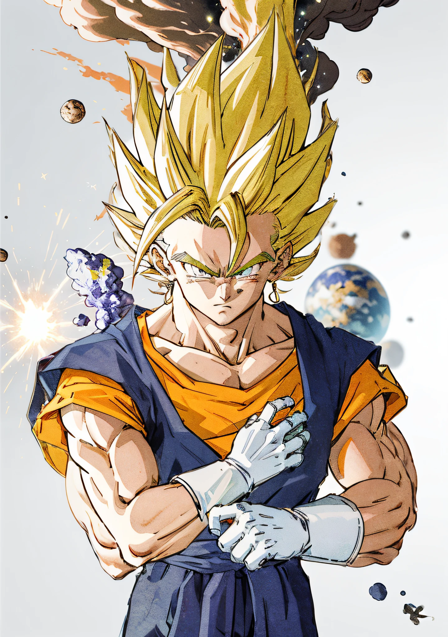 Galaxy，Realistic style，lifelike，Planet explosion，Smoke splattered，There are meteorites everywhere
