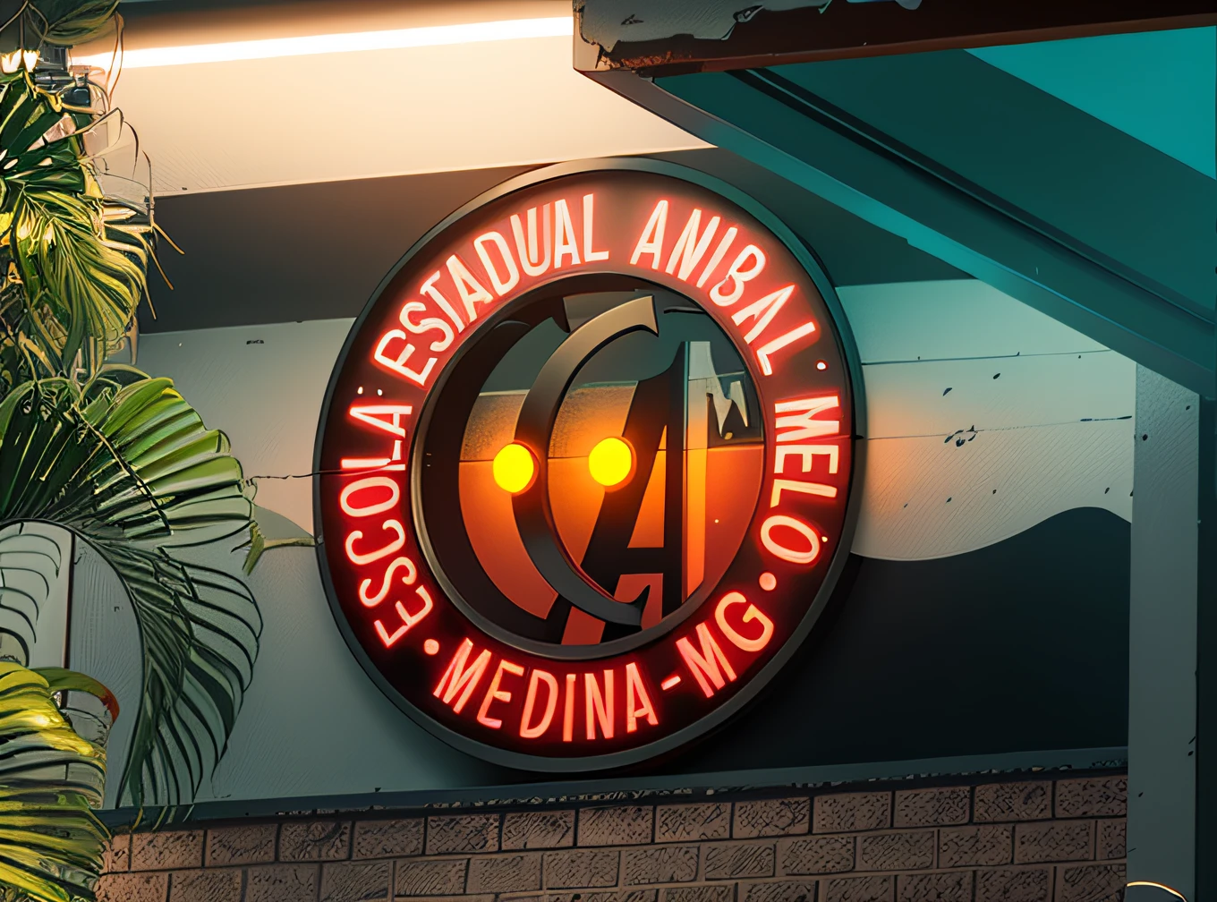 Ultra-realistic image keeping neon effect letters.