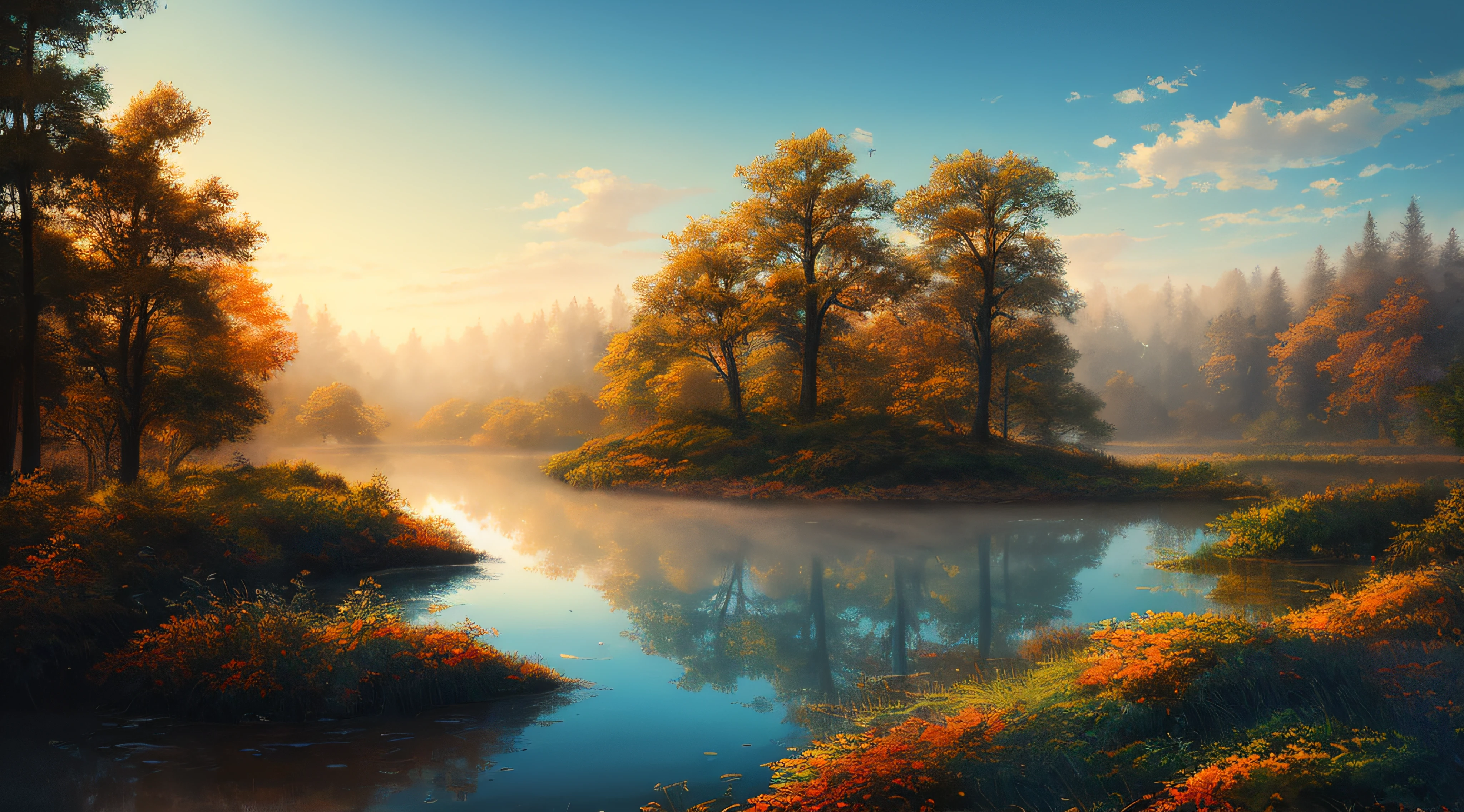 masterpiece, best quality, high quality,extremely detailed CG unity 8k wallpaper, A tranquil and peaceful scene, featuring a serene lake nestled among rolling hills and surrounded by a verdant forest, with a misty morning fog that adds an air of mystery and enchantment, artstation, digital art, intricate, trending, muted colors, artstation, digital illustration, intricate, trending, pastel colors, oil paiting, award winning photography, Bokeh, Depth of Field, HDR, bloom, Chromatic Aberration ,Photorealistic,extremely detailed, trending on artstation, trending on CGsociety, Intricate, High Detail, dramatic, art by midjourney