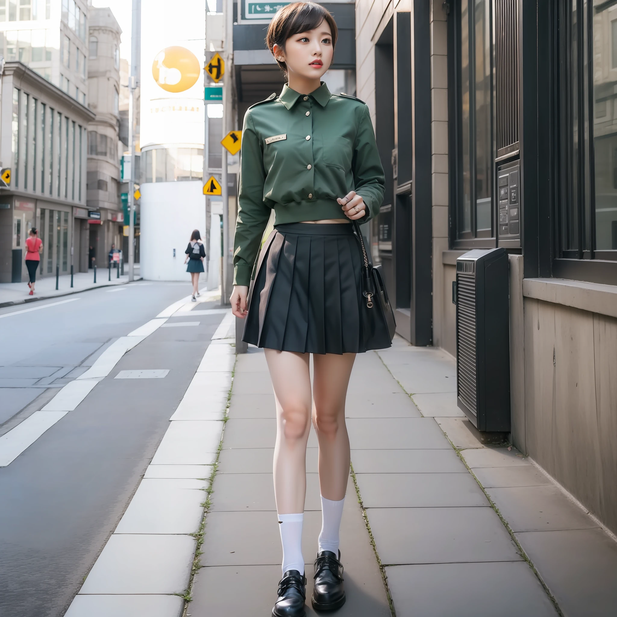 black pleated skirt