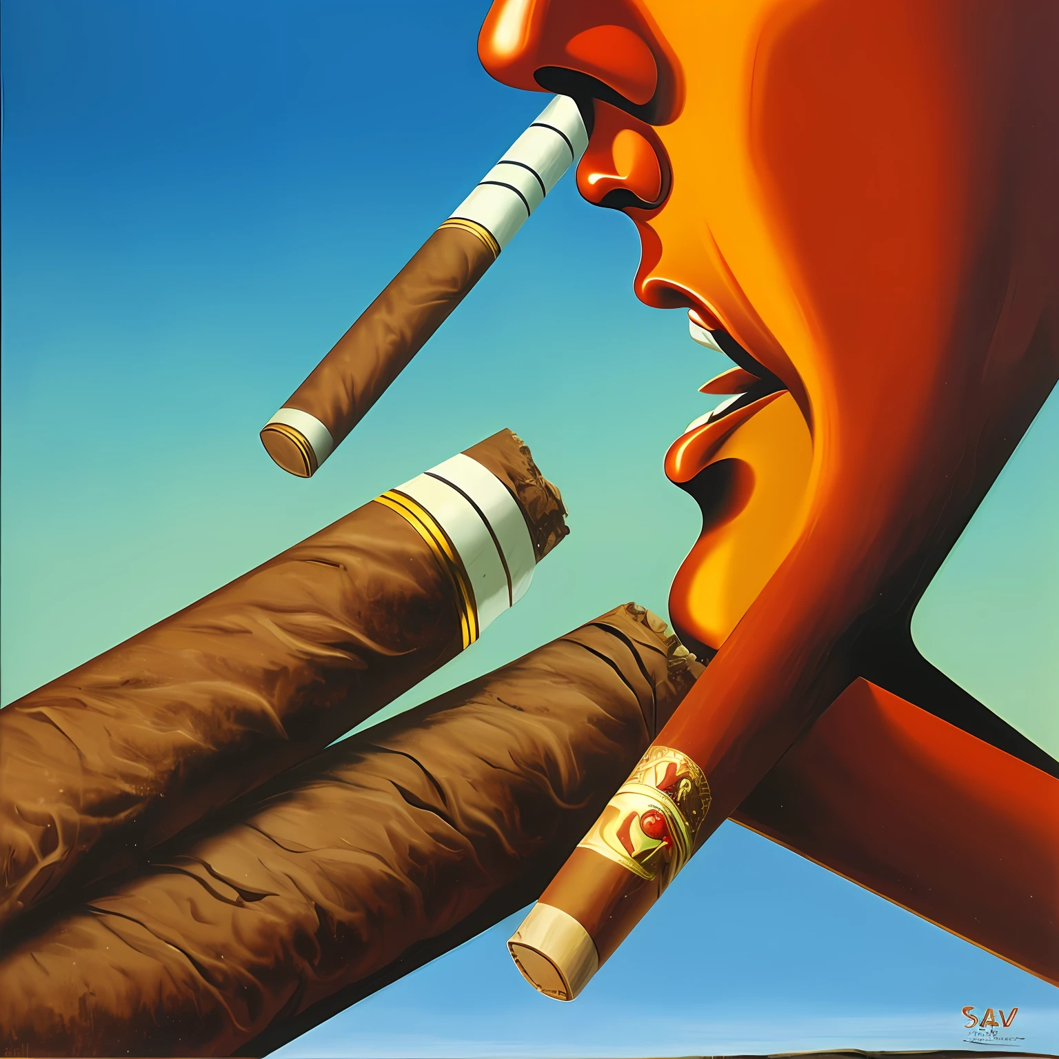 A surrealist painting of a cigar, Art by Salvador Dali --auto