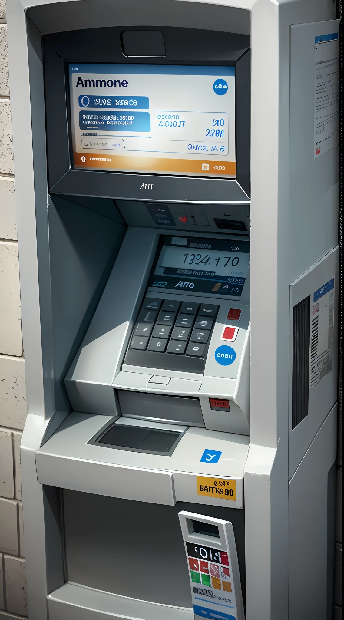 one atm machine, error message, machine in the middle of the photo, photorealistic, close up, not working, offline, machine offline