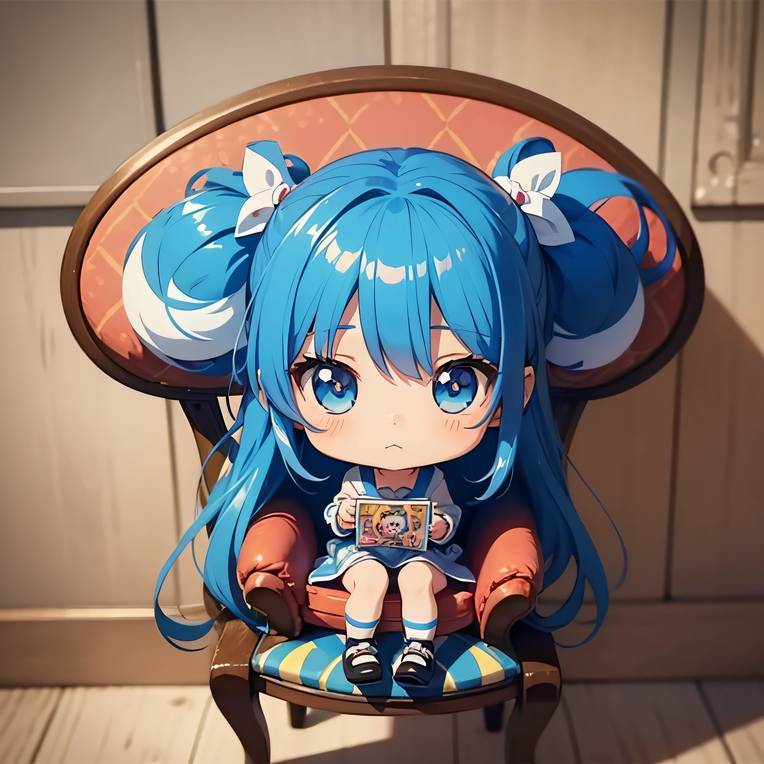 Cartoon girl with long hair sitting on chair、Cartoon Art Style、Cartoon Cute、Chibi Girl、cute cartoon style、cute art style、Cartoon style、Charikature、Cartoon style illustration、Digital art of cartoons、Cartoon Art Style、cute digital art、Portrait of a cute anime girl、Chibi、Chibi Style、Cute pretty girl 2 cartoon girl with long hair sitting on chair、Anime drawings、Winner of the deviantart contest、pop art、Cartoon Art Style、Cartoon Cute、Chibi Girl、cute cartoon style、cute art style、Cartoon style、、Cartoon style illustration、Digital art of cartoons、Cartoon Art Style、３Equivalent、Head large、２D、２D Anime Girl、２D anime character chibi cute girl、Smartphone、cellular phone、Blue hair、Blue hair color、