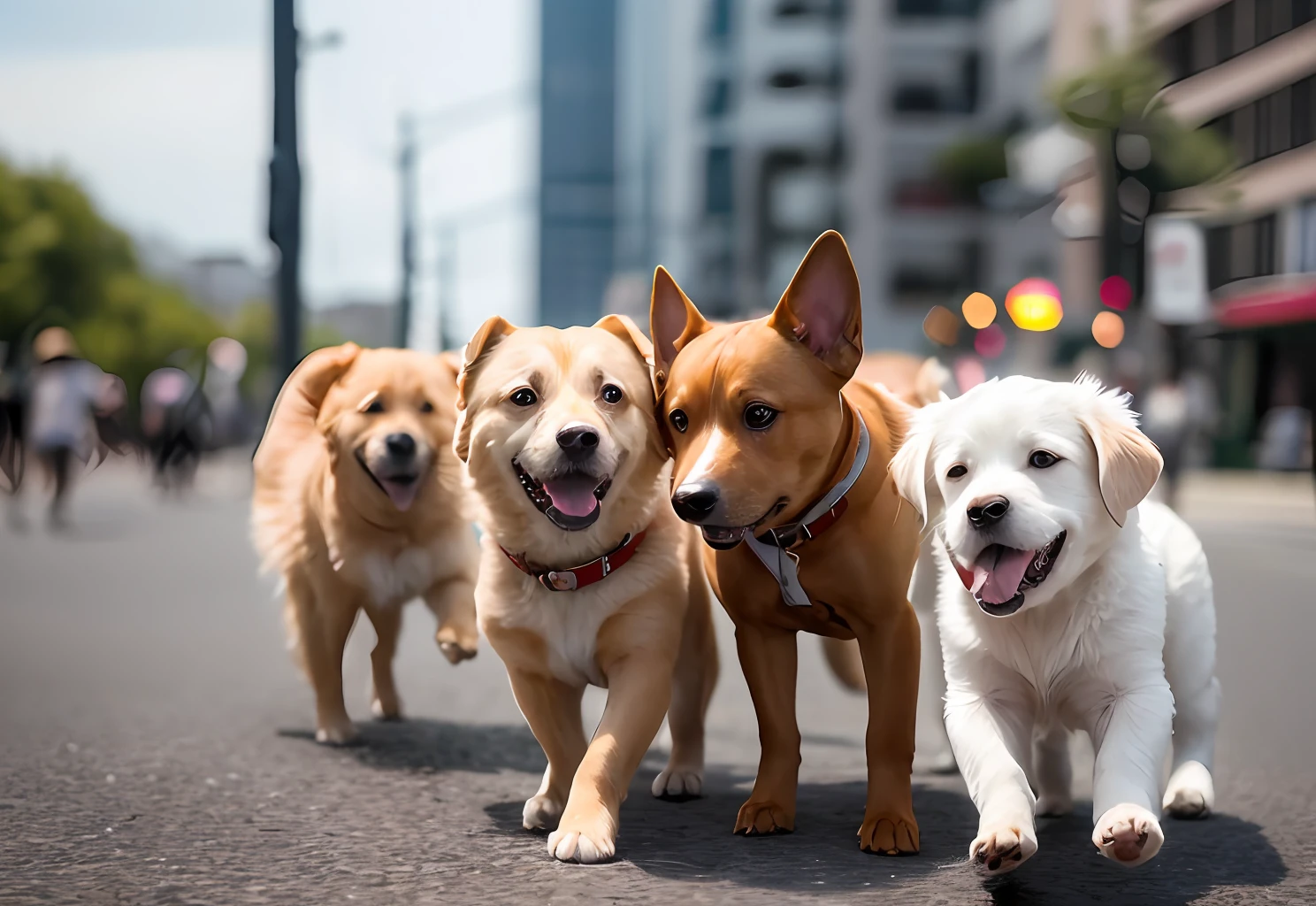 Lots of cute dogs、run、central、real、SLR、central、Background bokeh、32k