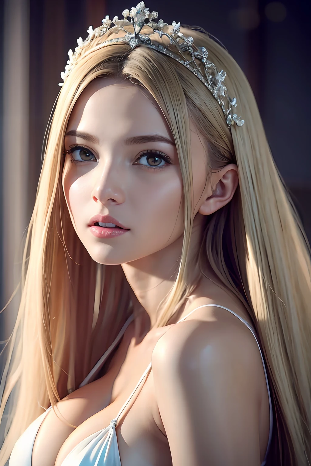 Ultra detailed complex 3D rendering of face, (big breasts: 8.8), (masterpiece, top quality, octane rendering, 8K), glamour shot full body image, cleavage, (very detailed skin: 1.2), (exposure: 1.1), (blonde), (blonde), ((white micro bikini with small area: 1.5)), blonde hair, beautiful woman with white skin with full soft breasts with big ass, one, long braided hair, big breasts(Portrait)))), Mysterious Expression, Ultra-realistic Photography, (Portrait))), bare feet, futuristic city background, detailed and beautiful queen tiara, Clear focus, Studio photography, Intricate detail, Very detailed, Detailed yellow eyes, Sharp focus, Digital rendering, Professional, Abs, (((Sexy Pose)))), Natural Jungle, Lightly open mouth, mansuji, crotch, seductive look, angel ring, beautiful mouth, perfect body beauty: 1.4,, tentacles, tentacles entangled in the body, very ridiculous, buttocks, tentacles entangled in arms, tentacles entangled in legs,
