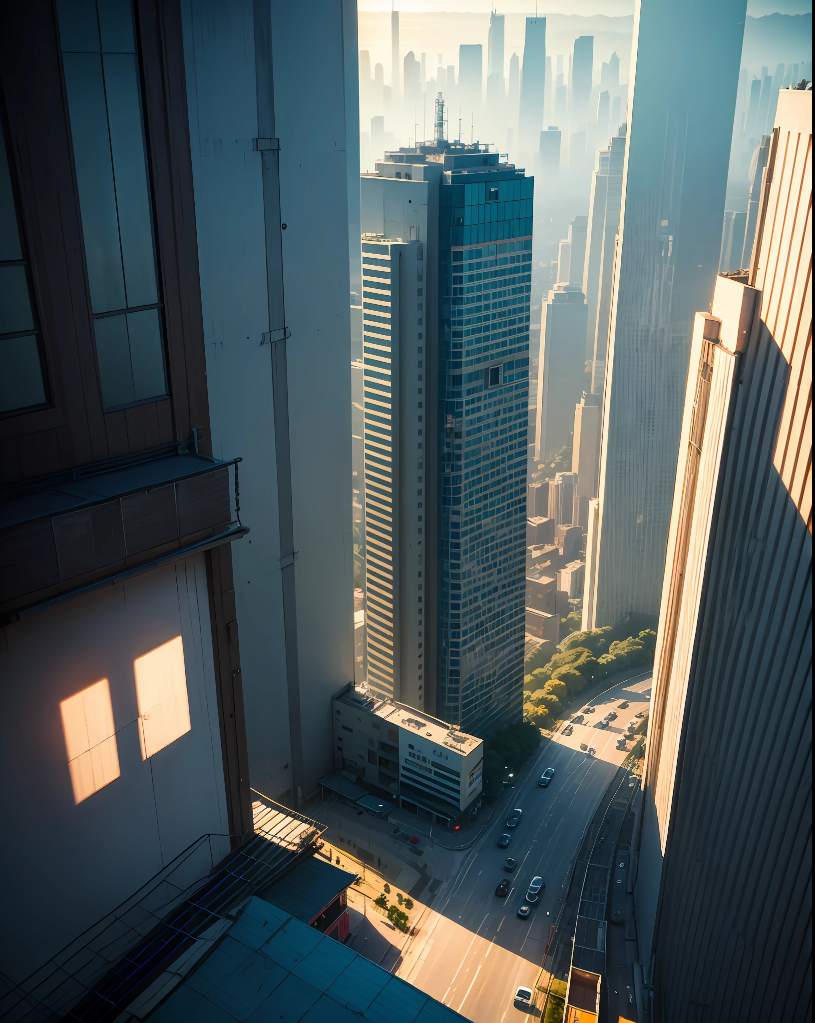 Distant View,Overlook from the air,dusk,Fresh air,bustling,Neon Rays,Modern touch --auto