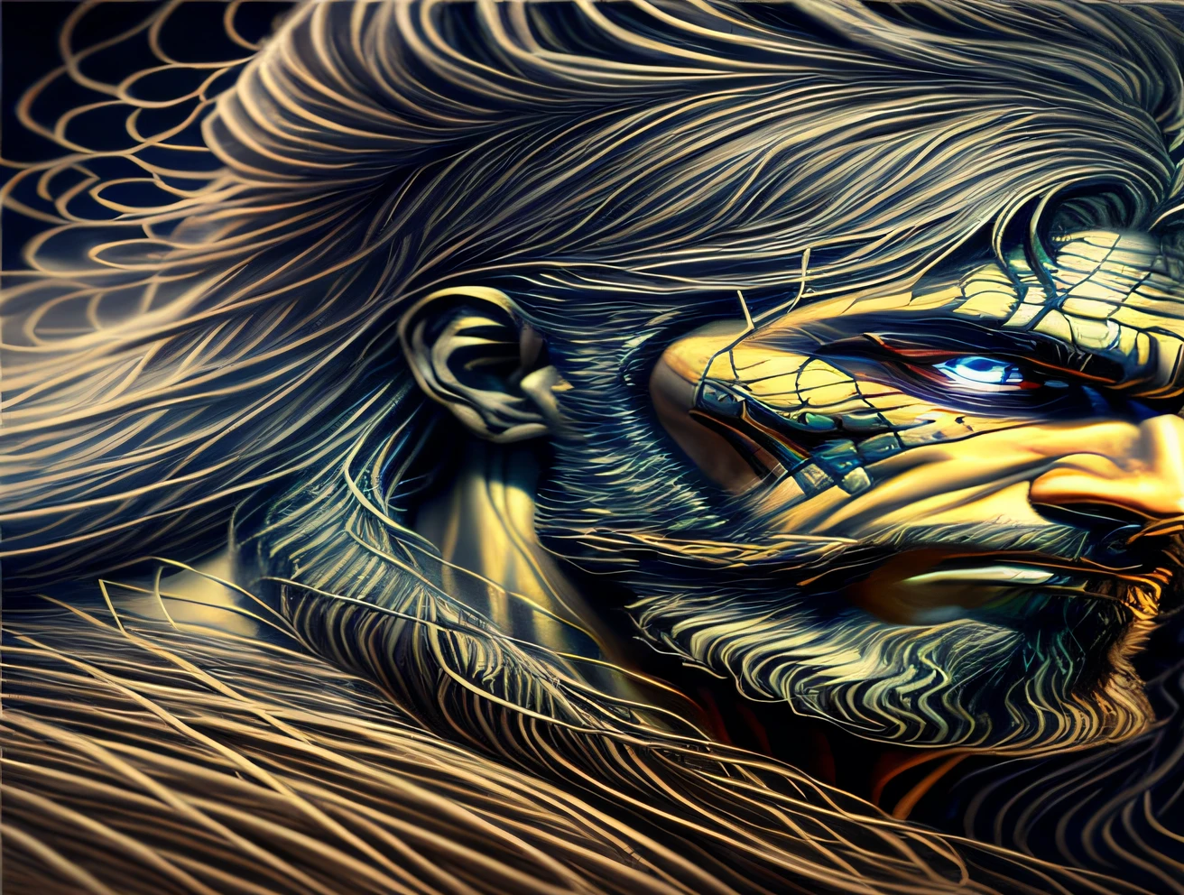 um close up de  de um homem com barba, RETRATO digital com detalhes, arte digital de detalhes surpreendentes, retrato de fantasia fosco detalhado, personagem de fantasia hiperdetalhado, intrincada pintura digital, incredible digital art, arte digital de fantasia detalhada, Arte digital detalhada em 4k, epic fantasy art style hd, incredible digital art, Arte digital altamente detalhada em 4k