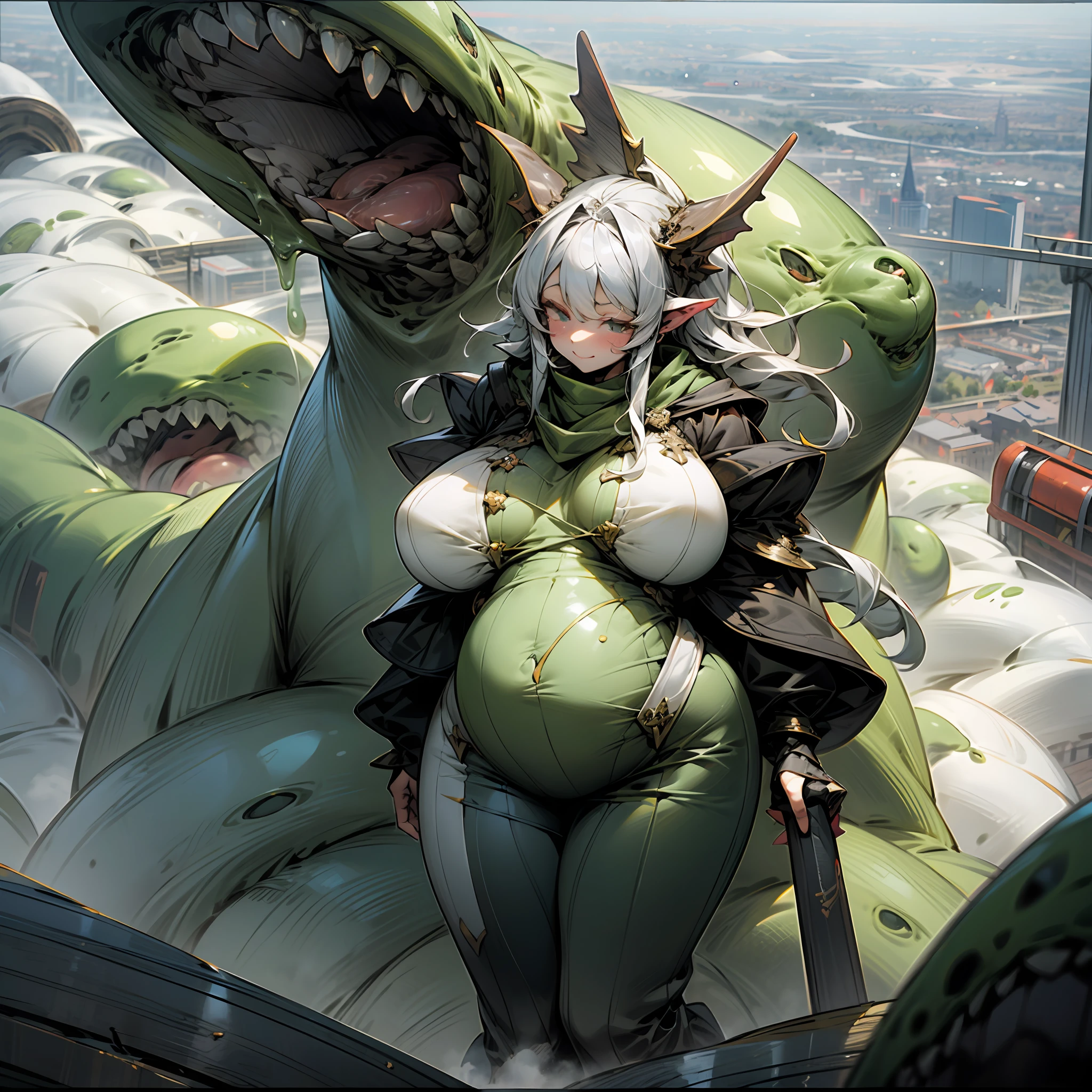 Giant, Goddess, Royal Sister, Slime, Slime Monster, Female Monster, Pregnant, Big Breasts, Behemoth, Milk, Giant Standing by the City Tall Building, Female Slime Monster Comparable to Tall Building, High Altitude View
￼
￼
U --auto