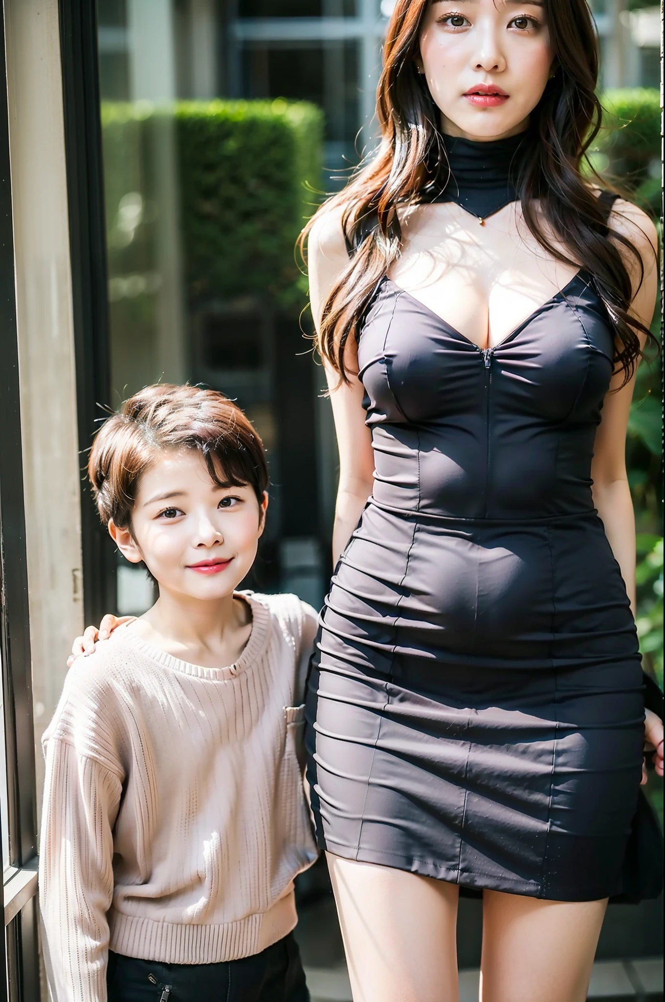Only 2 Japan men and women、Two mothers and sons、Two people standing side by side、Mother has obscene big breasts、Mother has perfect style、Mother's ass is big、Mother high neck knit sleeveless、Mother Tight Skirt、My mother's height is 178 cm、Mother's face is the most beautiful、My mother is 35 years old、My son 、Mother loves her son、Son sees his mother as a woman、My son is 160cm tall、Son has a cute face、My son's hair is very short、Son Gakuran、(RAW Photography:1.2)sthe highest qualit , High Accuracy , Perfect Lighting , RAW phenomenon , Beautiful skin ,Son has his face against his mother's chest