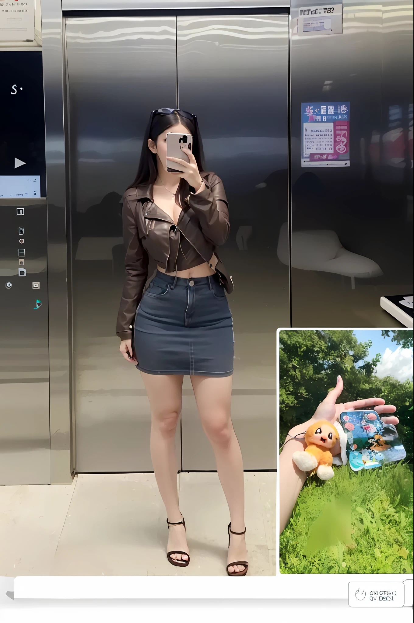 there is a woman taking a picture of herself with a cell phone, anime girl in real life, trending at cgstation, realistic cosplay, real life charmander, 19-year-old girl, real life pokemon, her belly button is exposed, reddit meme, realistic anime 3 d style, cursed photography, the woman holds more toys, wenfei ye