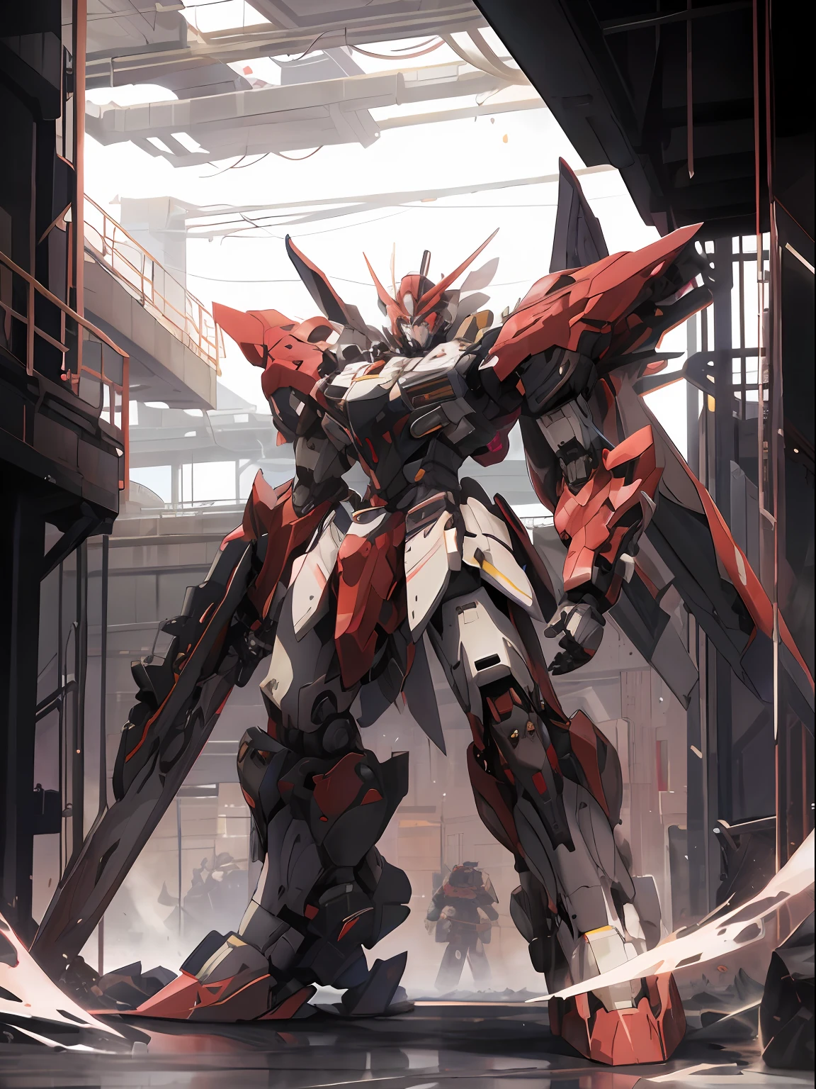 arafed robot standing in a building with a sword in its hand, modern mecha anime, cool mecha style, an anime large mecha robot, mecha art, mecha anime, mecha asthetic, giant anime mecha, anime mecha aesthetic, badass anime 8 K, best anime 4k konachan wallpaper