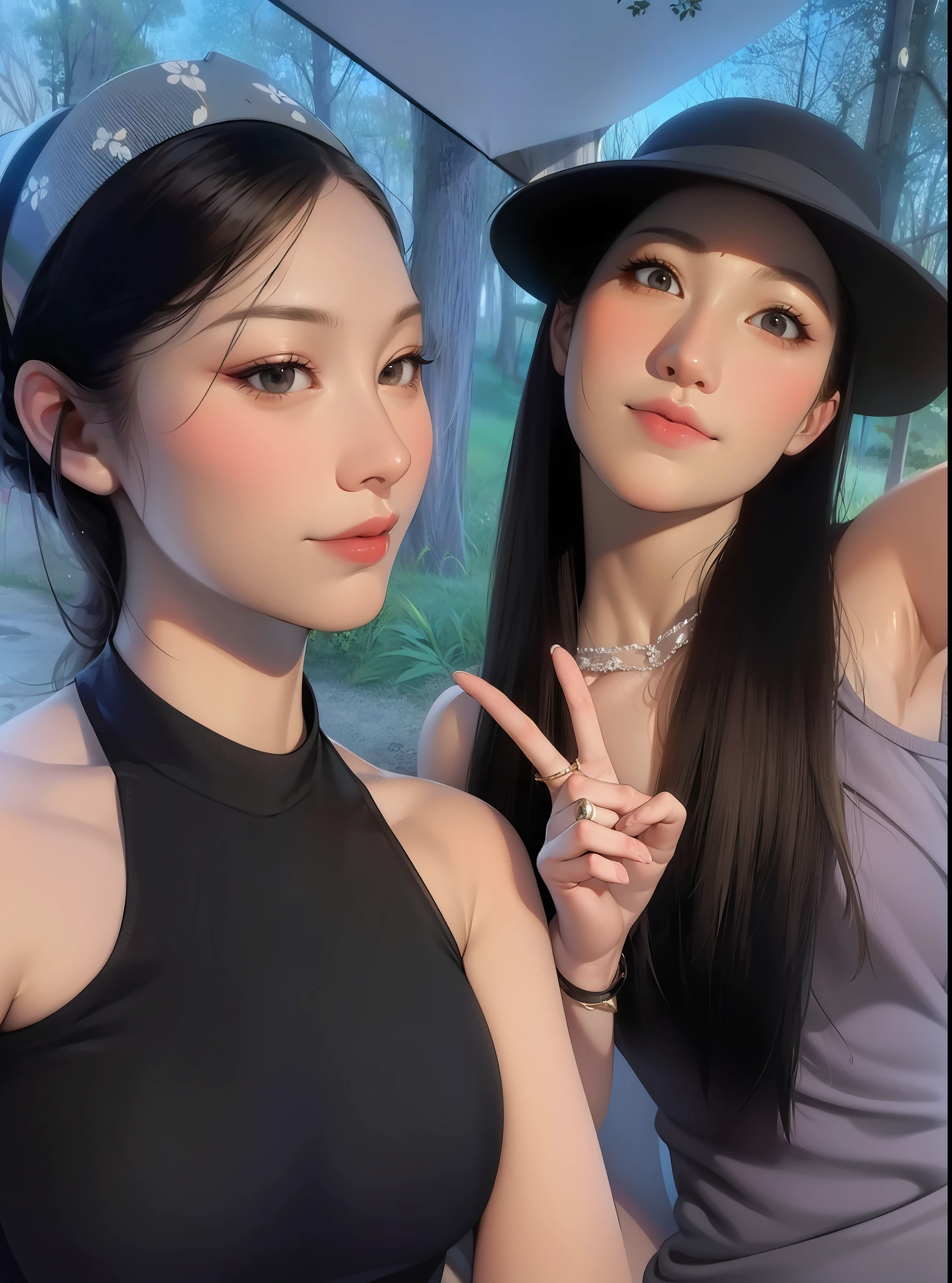 two girl，Pretty，Young and beautiful
