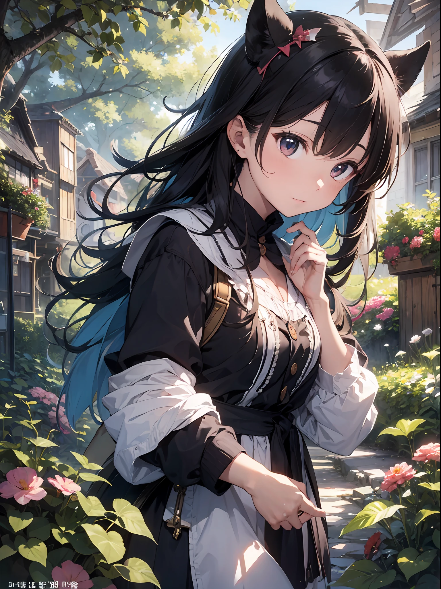 (Master Masterpiece、sthe highest qualit、highest、offical arts、Beautifully Aesthetic:1.2)、(Master Masterpiece、sthe highest qualit、sthe highest qualit、offical arts、Beautifully Aesthetic:1.2)、(Master Masterpiece、sthe highest qualit、sthe highest qualit、offical arts、Beautifully Aesthetic:1.2)、(1girle:1.3)、highly detail、(Fractal Art:1.3)、colorfull、Supreme Details、「Girl Wizard from Another World」This painting titled、It depicts a girl manipulating magic in an exclusive castle garden。 A beautiful otherworldly castle spreads out in the background、The garden there is、It creates an atmosphere as if it has opened a door to another world..。 At the center of this scene is、Japan elementary school girls standing in elementary school uniforms。Her face is innocent and、It has an expression that makes you want something strongly。In her hand is a luxurious wand.、From that wand is emitting mighty magical powers。Its energy is very powerful、A beam of light makes a large trajectory in the sky。The eyes are developed, realistic and detailed.。The brilliance of the pupil impresses with the strength of the life force。Beautiful fingertips、Shaped like a pianist, and even the nails are reproduced in detail.々Fascinates。 The charm of this painting is、The powerfulness of the girl and the beauty of the garden、ed、It skillfully captures the atmosphere of another world.。ed、The girl's facial expressions and movements are very realistic.、It has the power to draw the viewer into the moment。 In addition、the light and shadow production is also stunning。The beam of light emitted by the cane is、Illuminate the gardens and castle、pure、Creates a sense of distance from the visible light source to the girl.。Quality produces realistic images、It can convey visual beauty and story appeal at the same time。 This is、Not only visually appealing works、It is a work that further enriches the visual experience by drawing a story.。We think about the theme to the fullest。 The reason is、With its high degree of perfection and、The eff