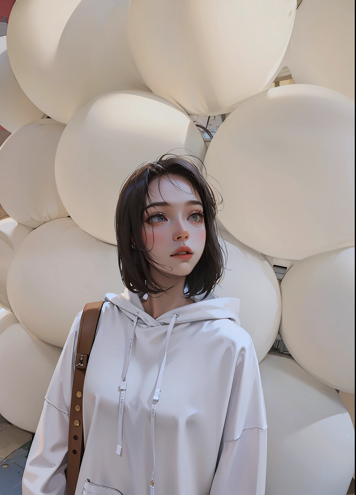 Intellectual girl,Flying short hair,Fair skin