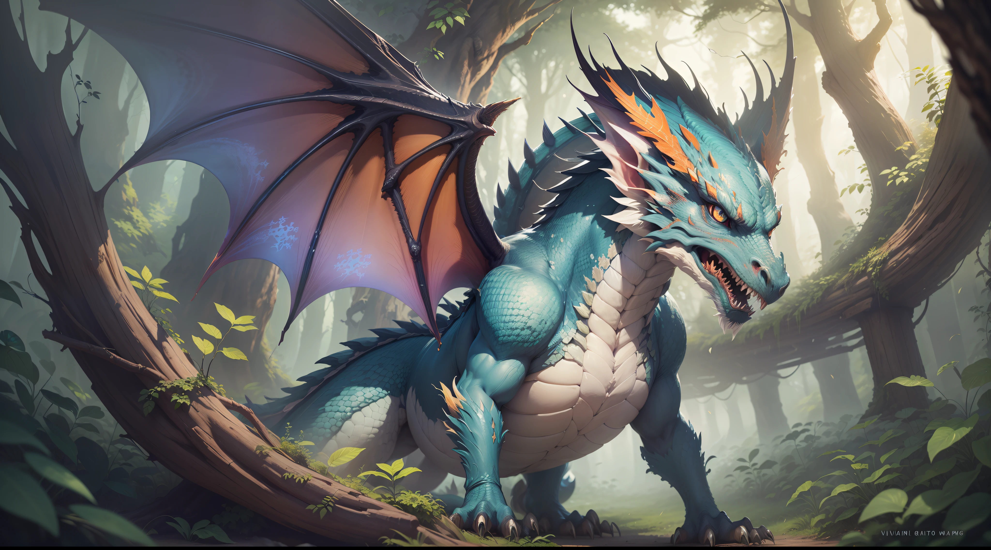 ("dragon of leafy forests", "high quality CG artwork", "vivid colors", "mystical atmosphere", "intense lighting", "ethereal beauty", "captivating details", "frozen in motion", "enchanting eyes", "majestic wings")
