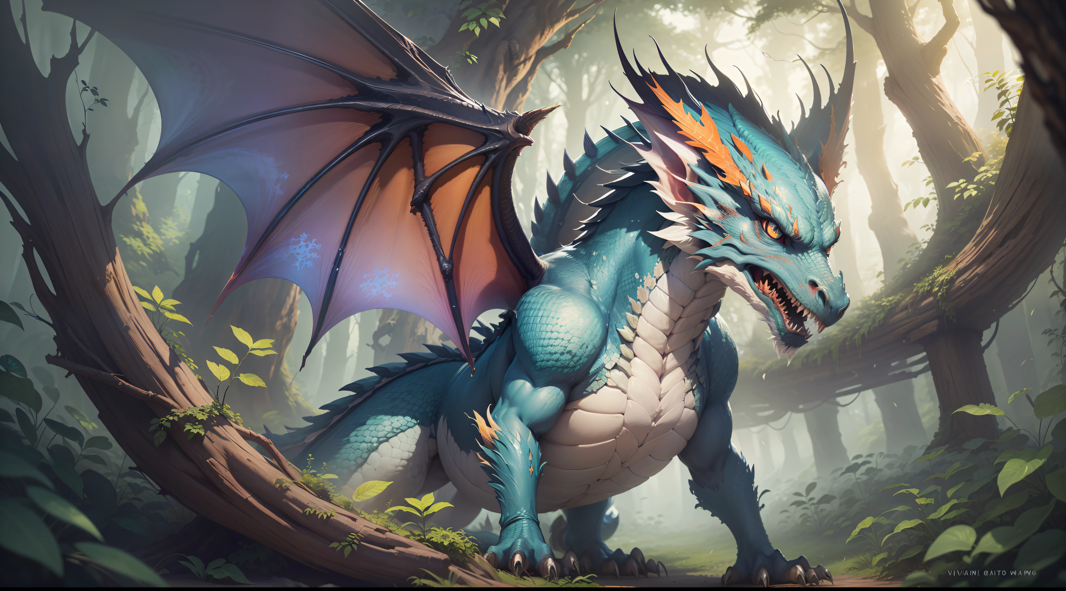 ("dragon of leafy forests", "high quality CG artwork", "vivid colors", "mystical atmosphere", "intense lighting", "ethereal beauty", "captivating details", "frozen in motion", "enchanting eyes", "majestic wings")