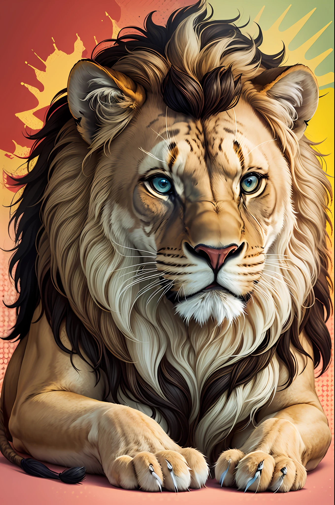 (( ( pop art  ))) , 
a lion, a lioness and a lion cub, --auto --s2