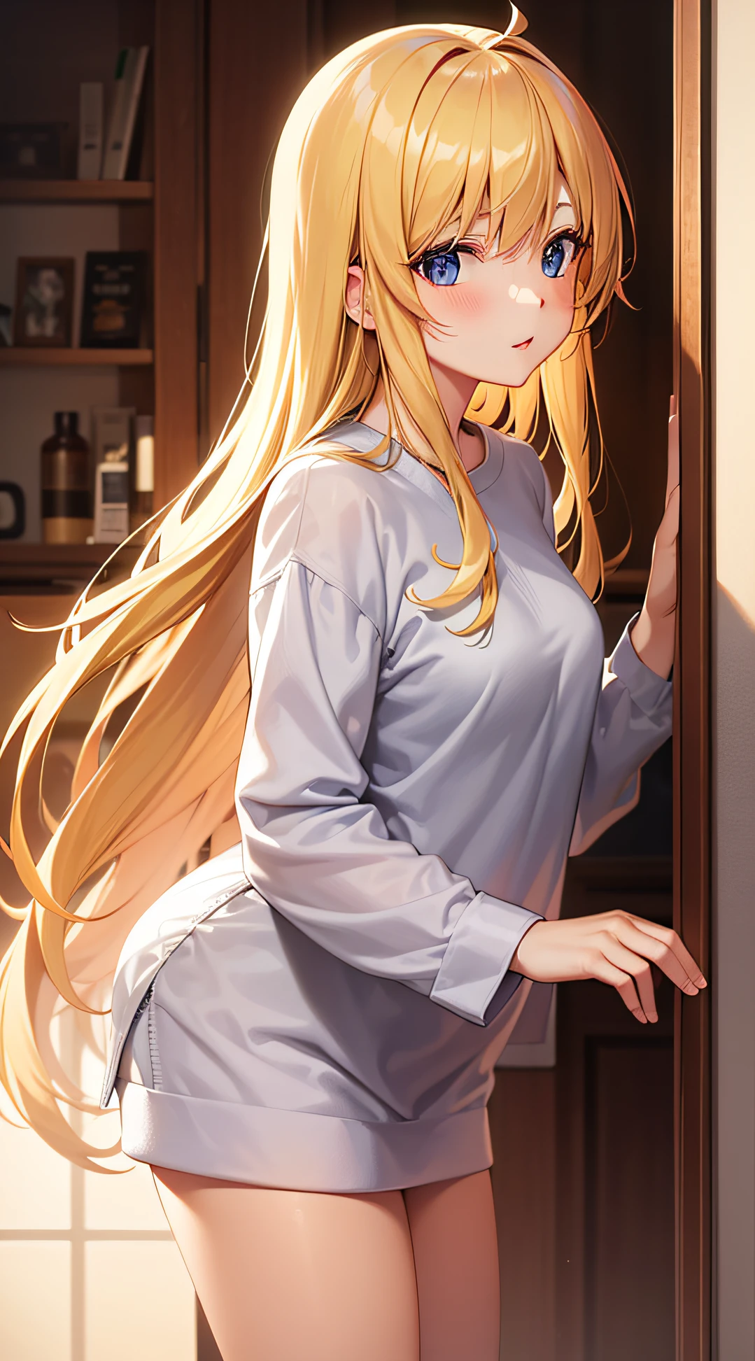 Woman，animejpholic，long-hair，Air bangs，lightly made up，Lori，Yellow hair