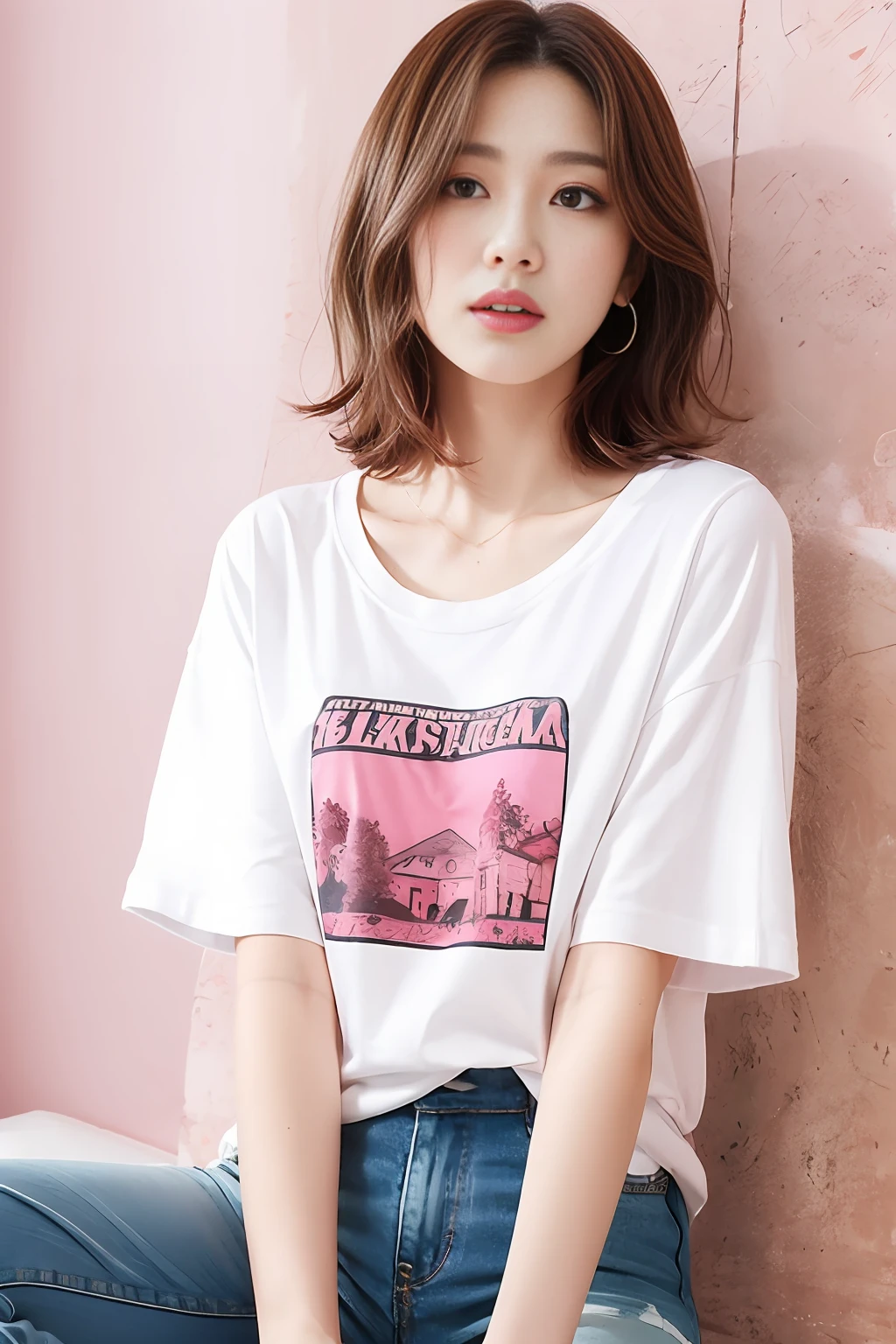 Short sleeve T-shirt in pink color