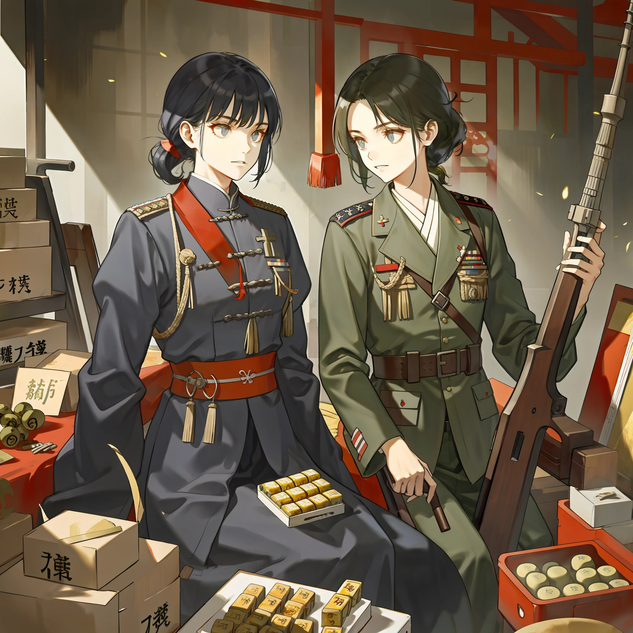 "Anti-Japanese war period, military supplies, weapons, ammunition, food rations, uniforms, logistics, 1930s-1940s, resistance, China"